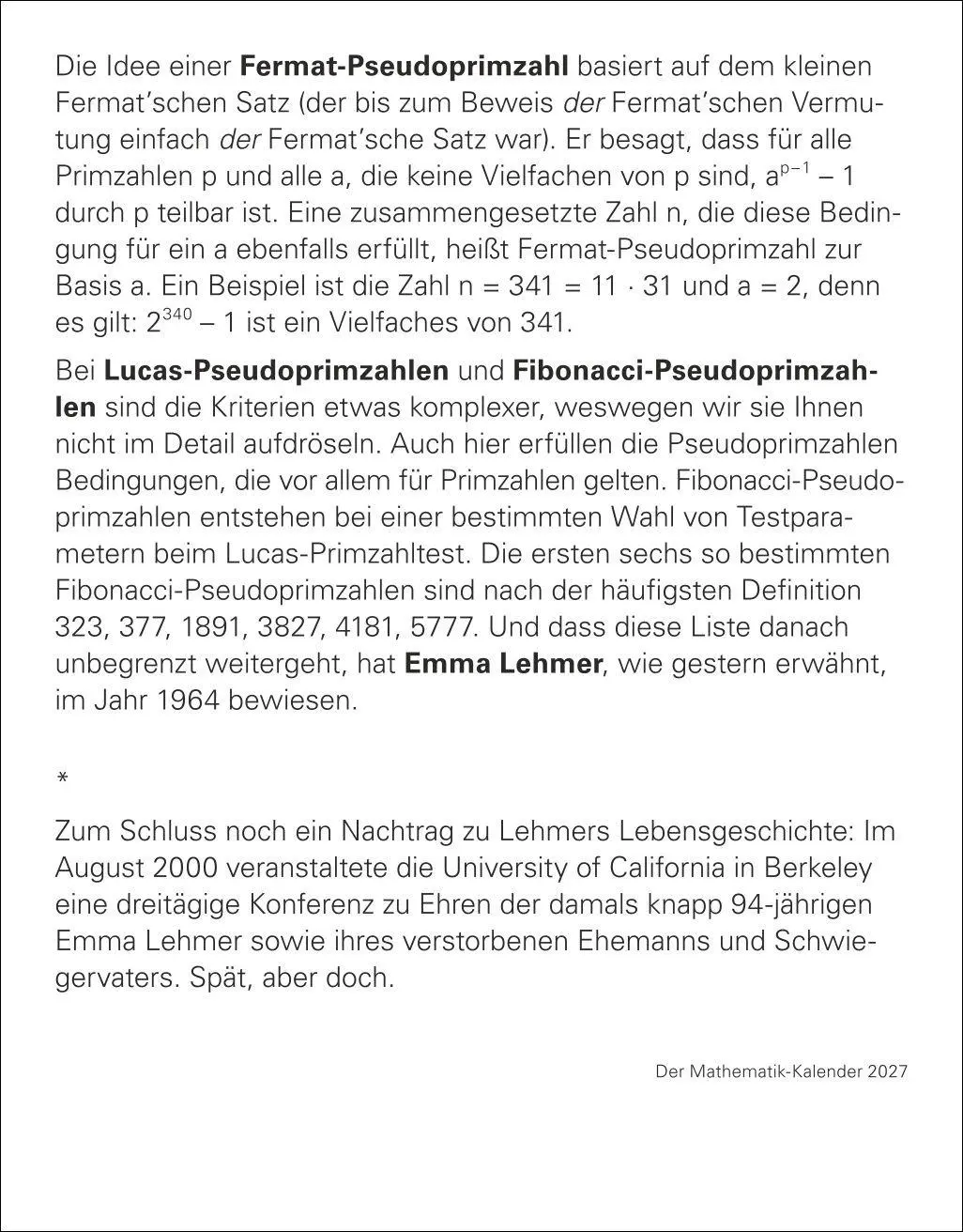 Bild: 9783840039348 | Der Mathematik-Kalender Tagesabreißkalender 2027 - Nachts teile ich...