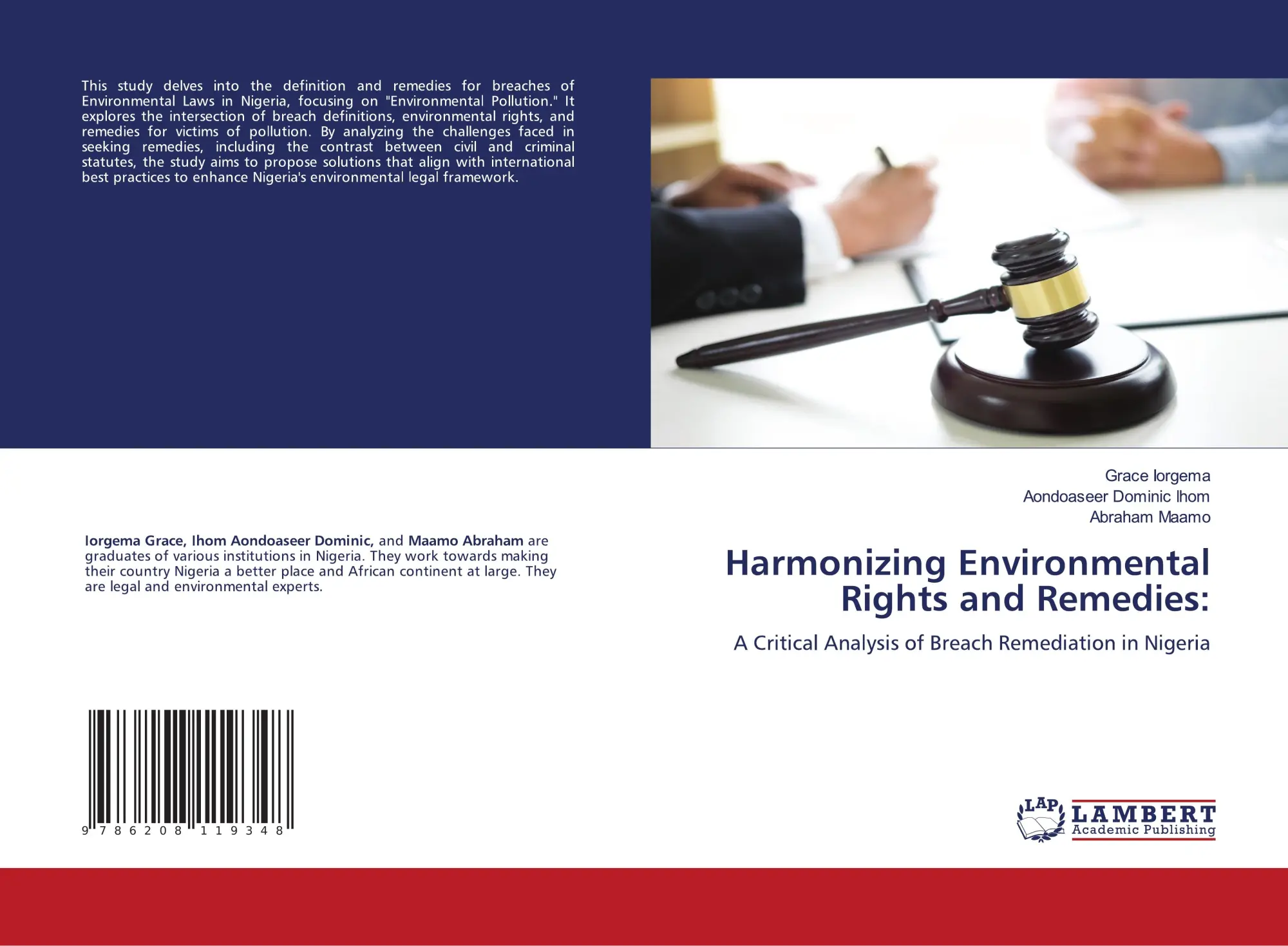 Cover: 9786208119348 | Harmonizing Environmental Rights and Remedies: | Grace Iorgema (u. a.)