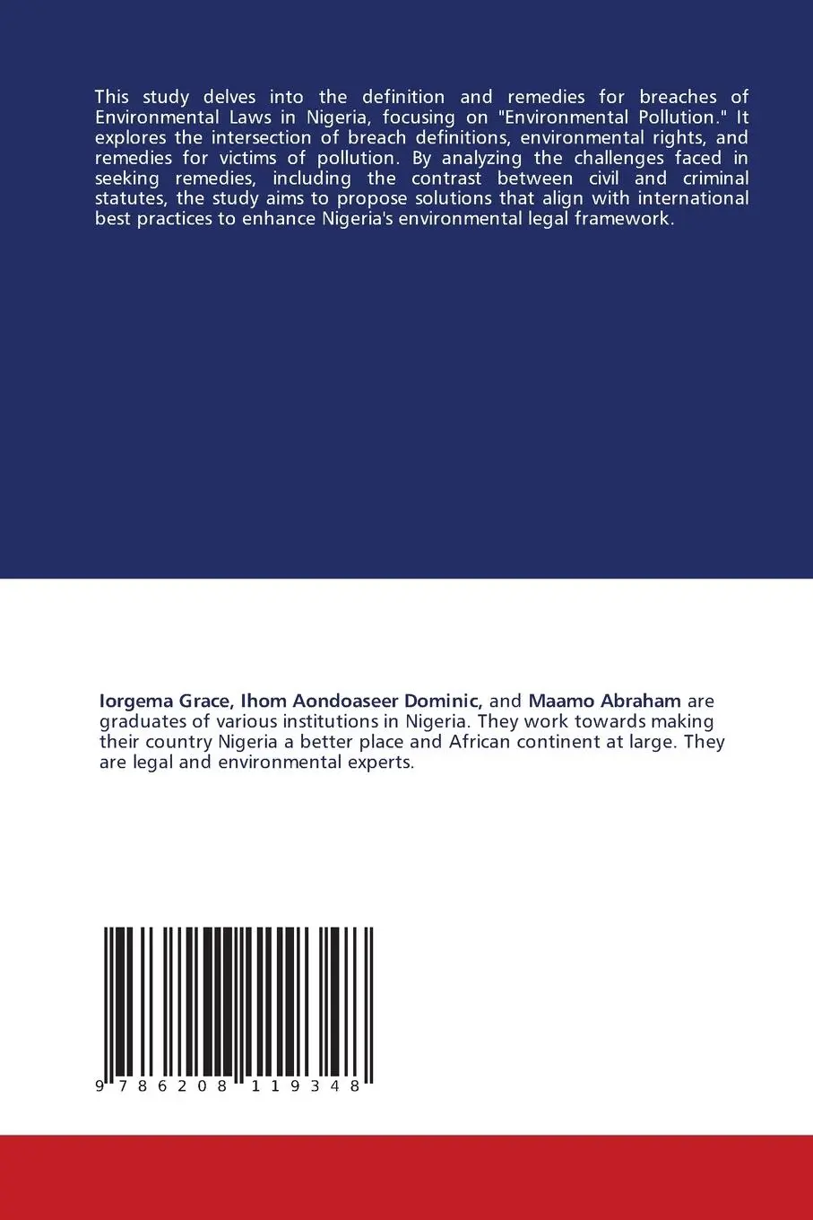 Rückseite: 9786208119348 | Harmonizing Environmental Rights and Remedies: | Grace Iorgema (u. a.)
