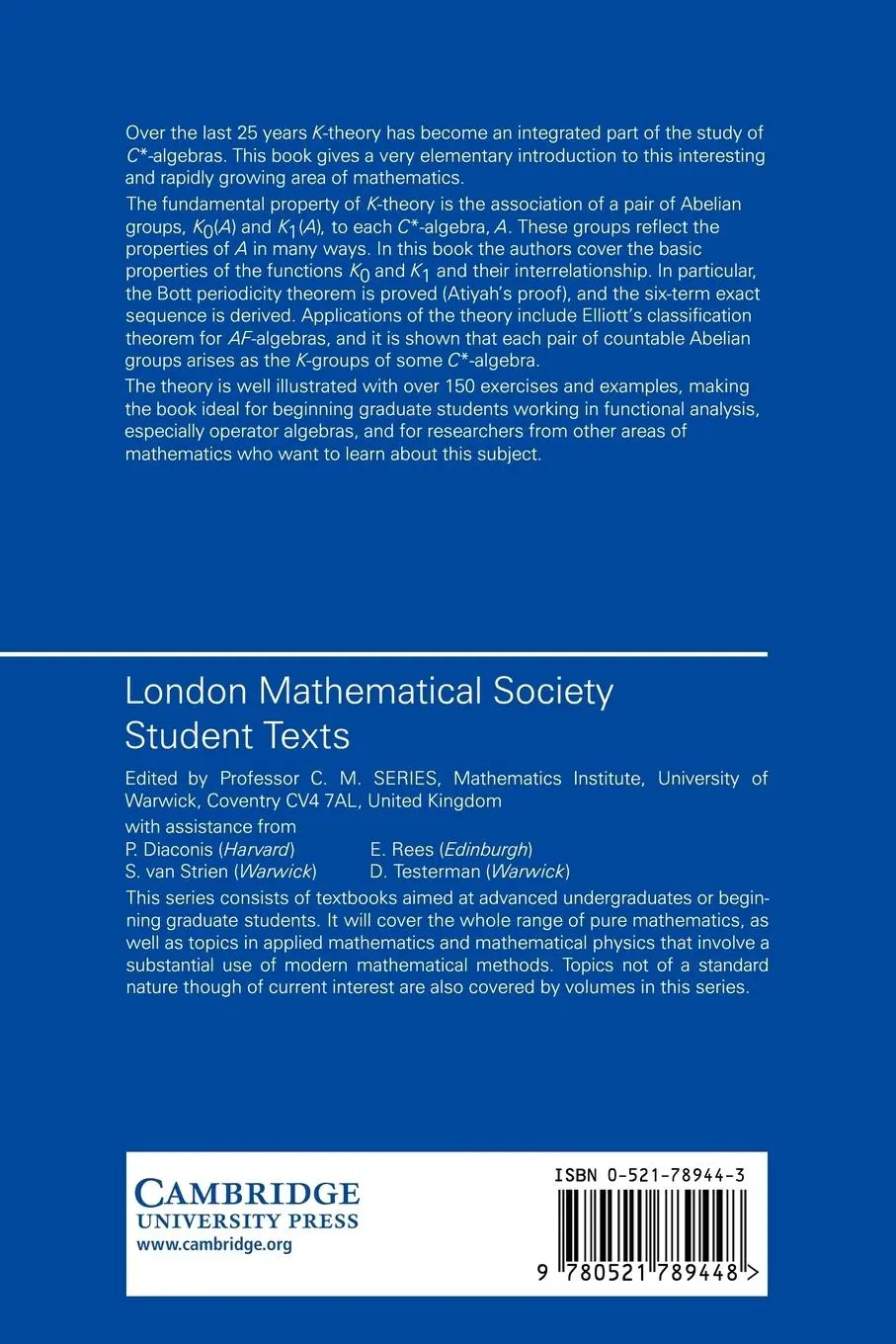 Rückseite: 9780521789448 | An Introduction to K-Theory for C*-Algebras | F. Larsen (u. a.) | Buch