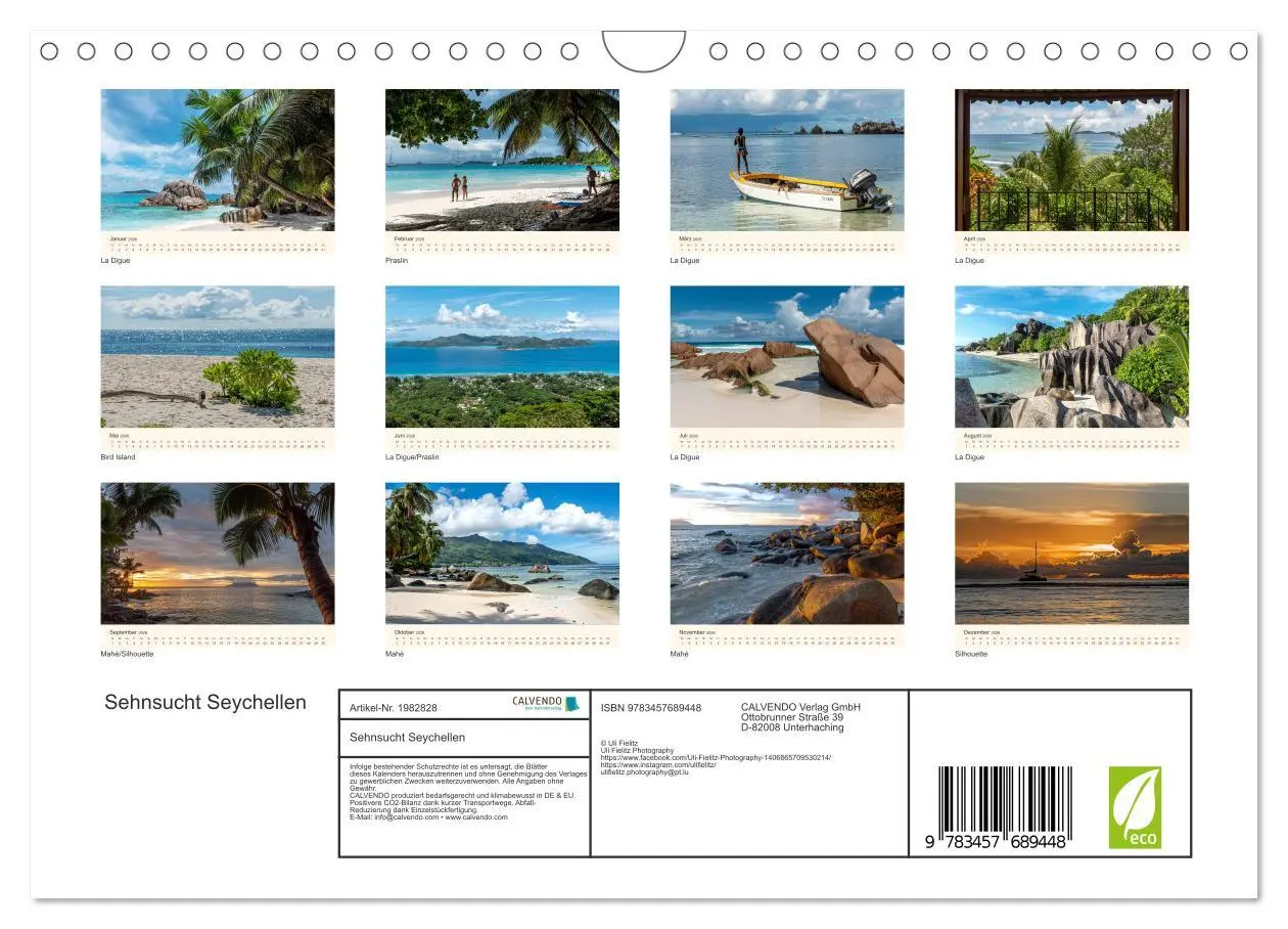 Bild: 9783457689448 | Sehnsucht Seychellen (Wandkalender 2026 DIN A4 quer), CALVENDO...