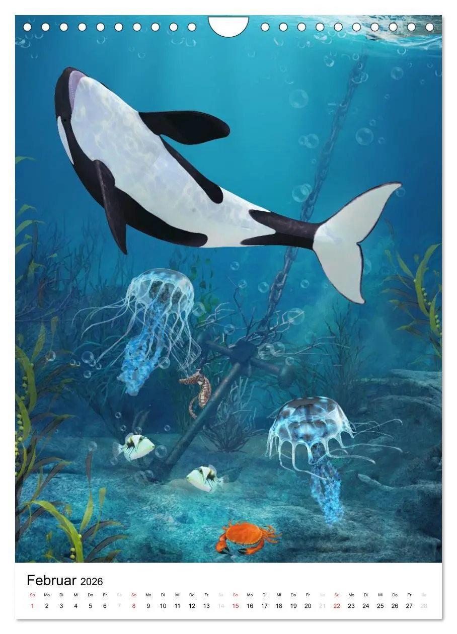 Bild: 9783516469448 | Fantasievolle Meerestiere (Wandkalender 2026 DIN A4 hoch), CALVENDO...