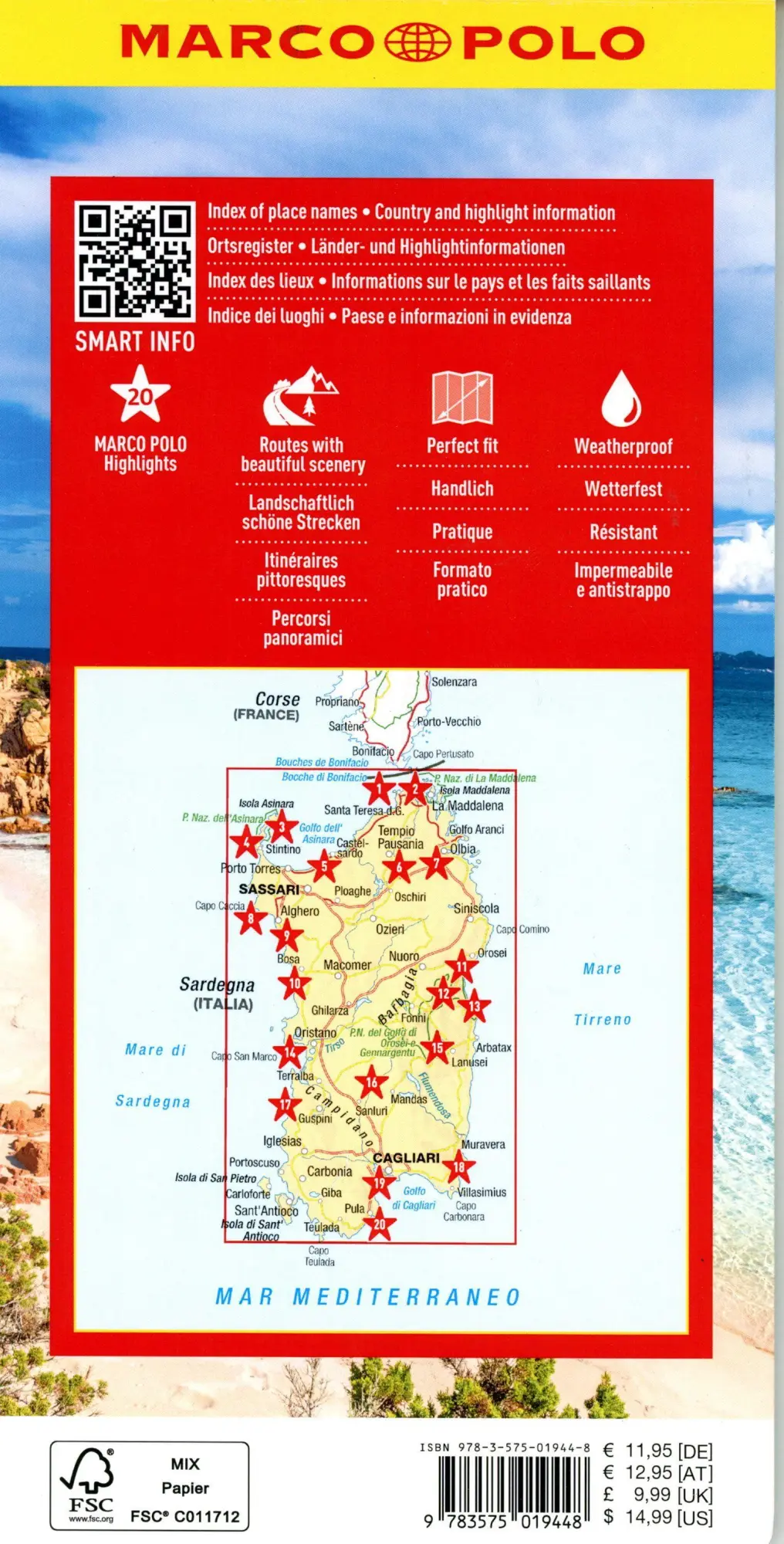 Bild: 9783575019448 | MARCO POLO Reisekarte Italien 15 Sardinien 1:200.000 | (Land-)Karte