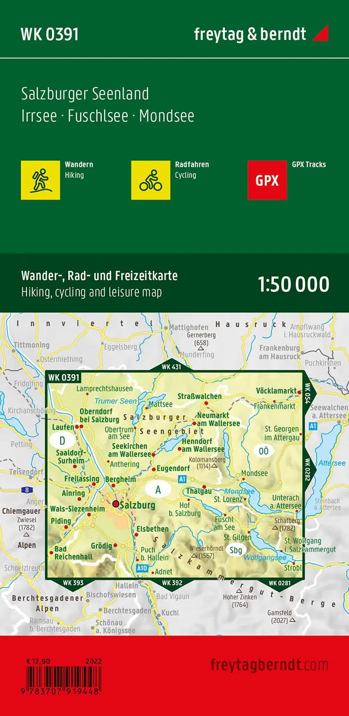Rückseite: 9783707919448 | freytag &amp; berndt Wanderkarte WK 0391 Salzburger Seenland, Irrsee -...