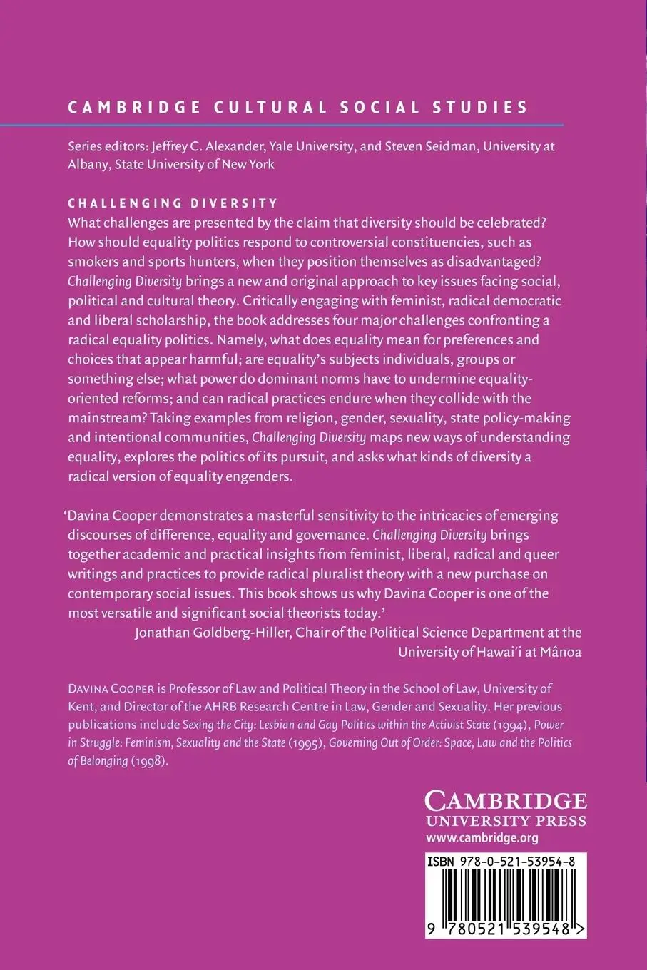 Rückseite: 9780521539548 | Challenging Diversity | Davina Cooper (u. a.) | Taschenbuch | Englisch