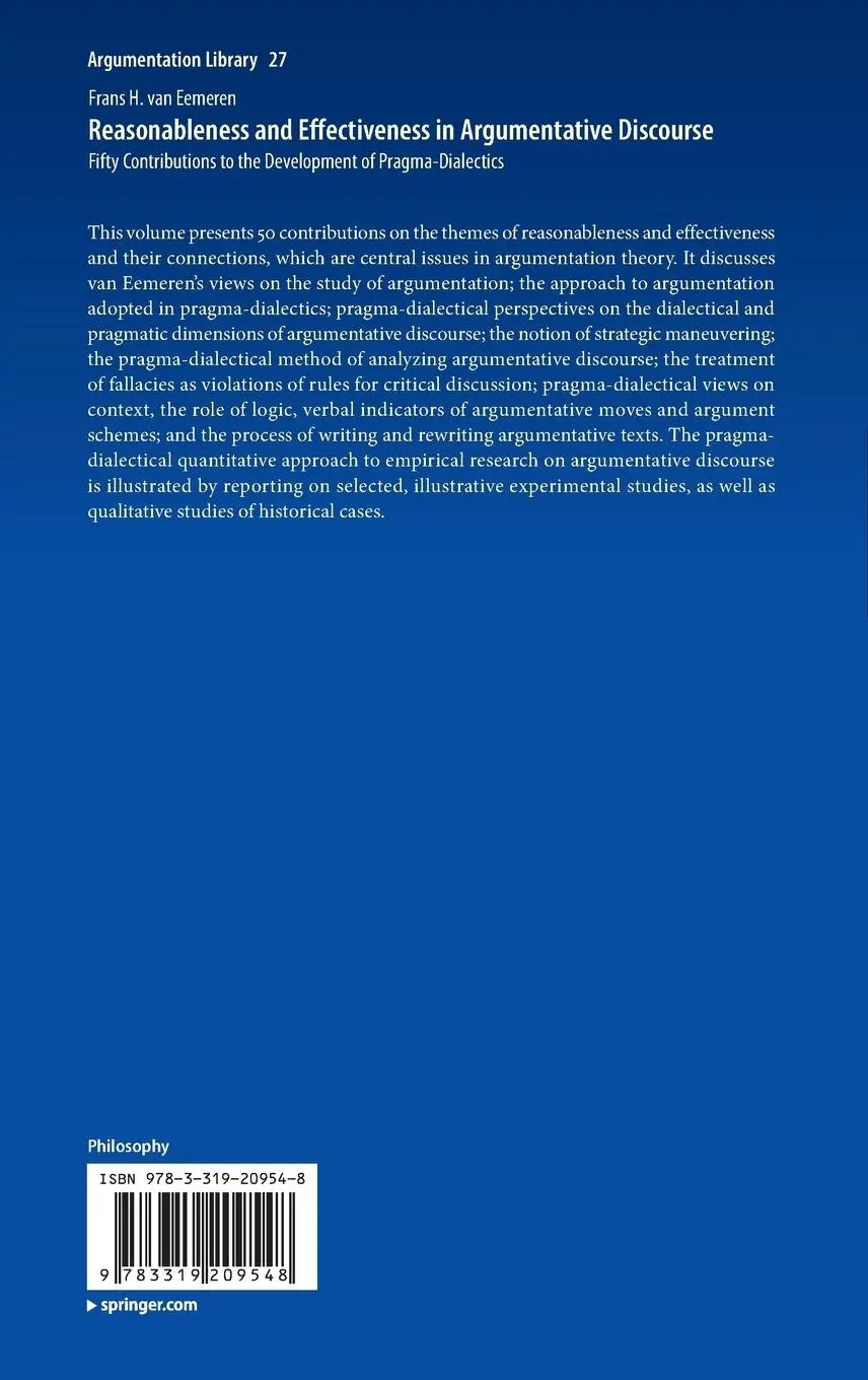 Rückseite: 9783319209548 | Reasonableness and Effectiveness in Argumentative Discourse | Eemeren