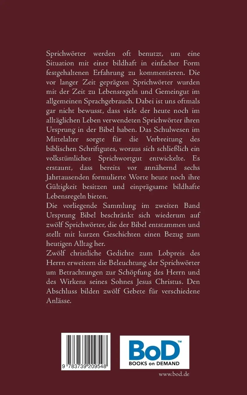 Rückseite: 9783739209548 | Ursprung Bibel - Band 2 | Sprichwörter, die der Bibel entstammen