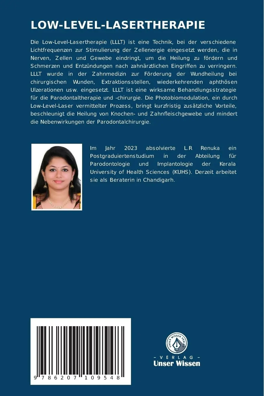 Rückseite: 9786207109548 | LOW-LEVEL-LASERTHERAPIE | Lehrbuch der LLLT | L. R Renuka (u. a.)