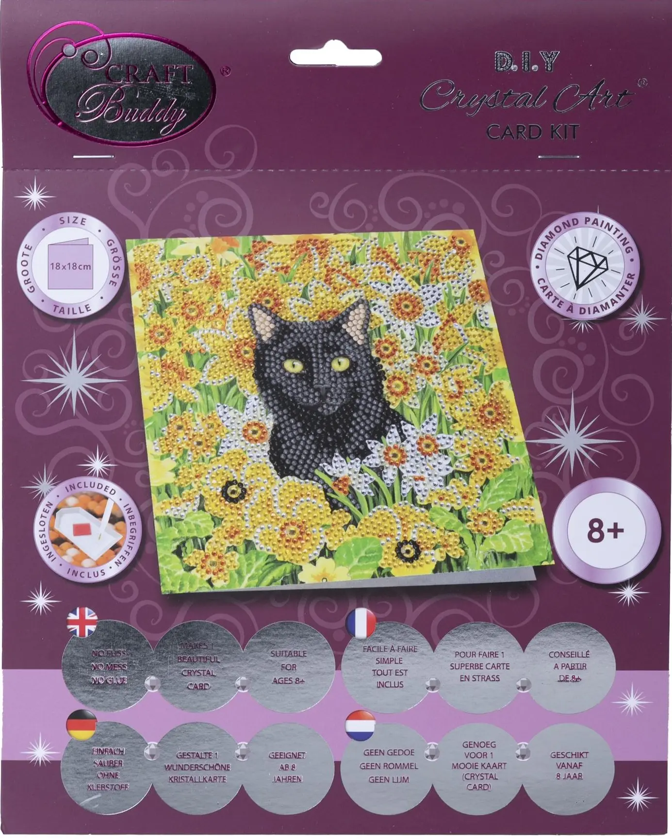 Cover: 5055865499648 | Craft Buddy CCK-A103 - Crystal Art Card Kit, Cat Among the Flowers,...