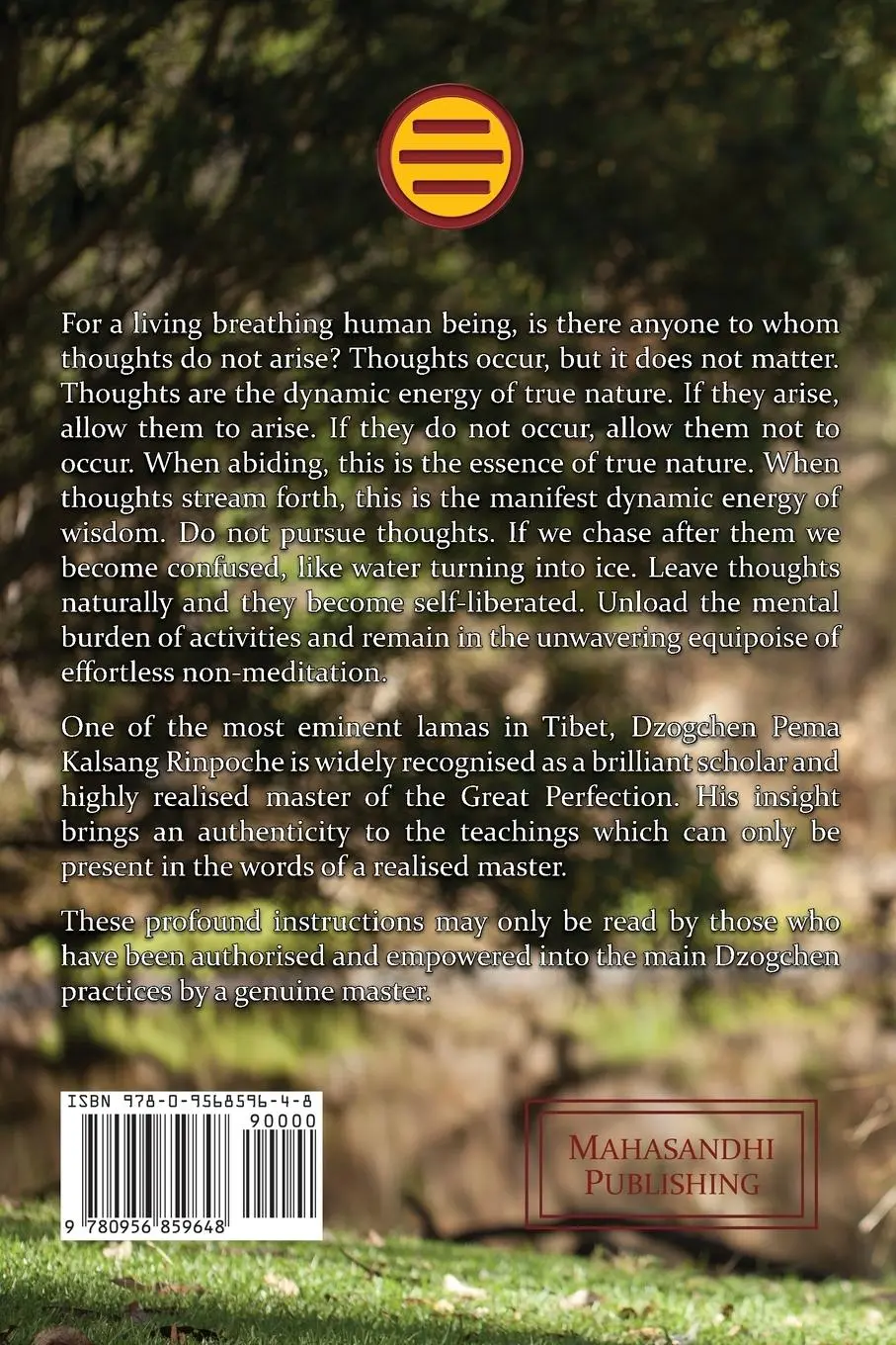 Rückseite: 9780956859648 | Songs of Dzogchen Trekchö | Dzogchen Pema Kalsang Rinpoche | Buch