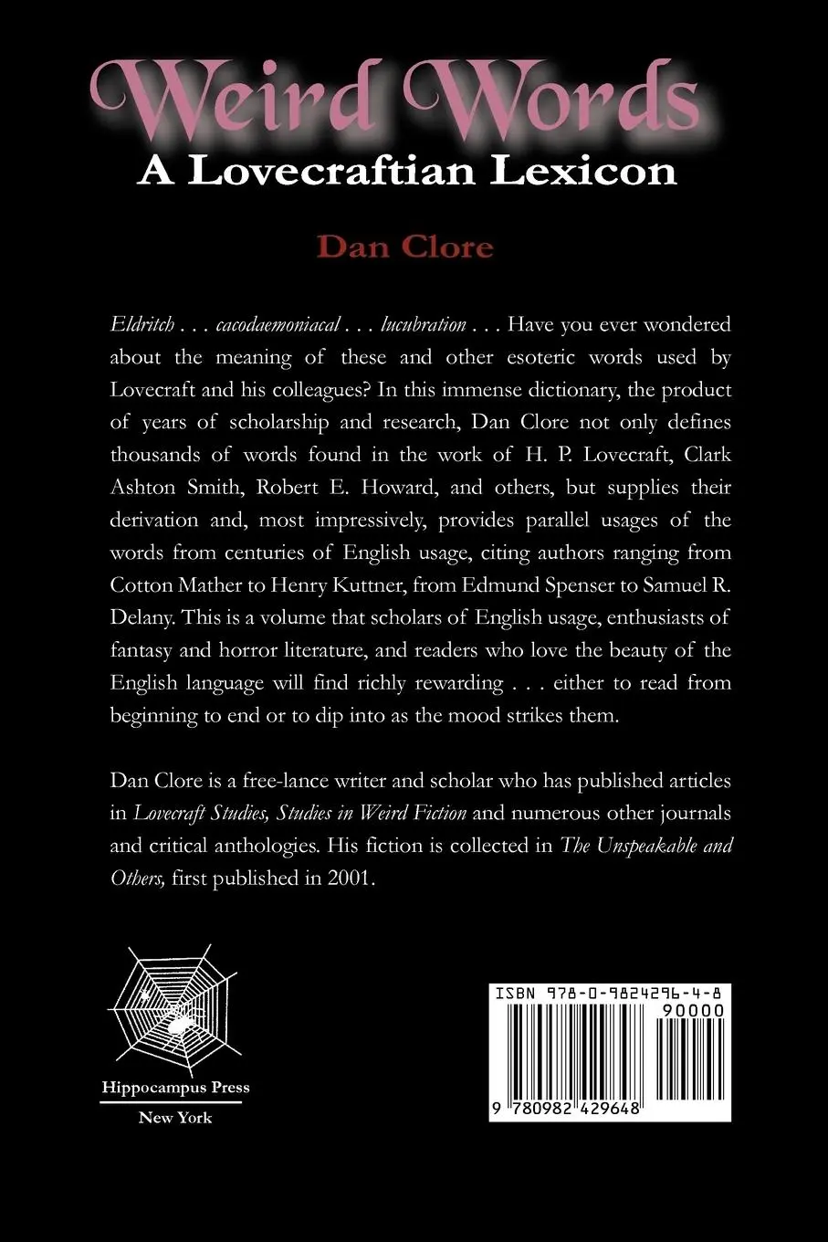 Rückseite: 9780982429648 | Weird Words | A Lovecraftian Lexicon | Daniel Clore (u. a.) | Buch