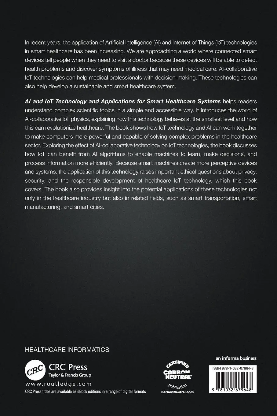 Rückseite: 9781032679648 | AI and IoT Technology and Applications for Smart Healthcare Systems