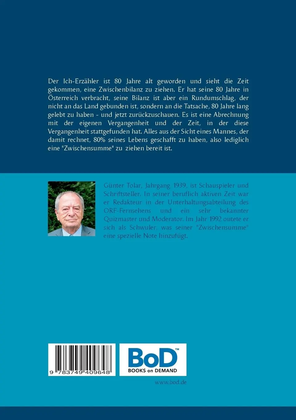 Rückseite: 9783749409648 | Zwischensumme 80 | Eine Abrechnung | Günter Tolar | Taschenbuch | 2019
