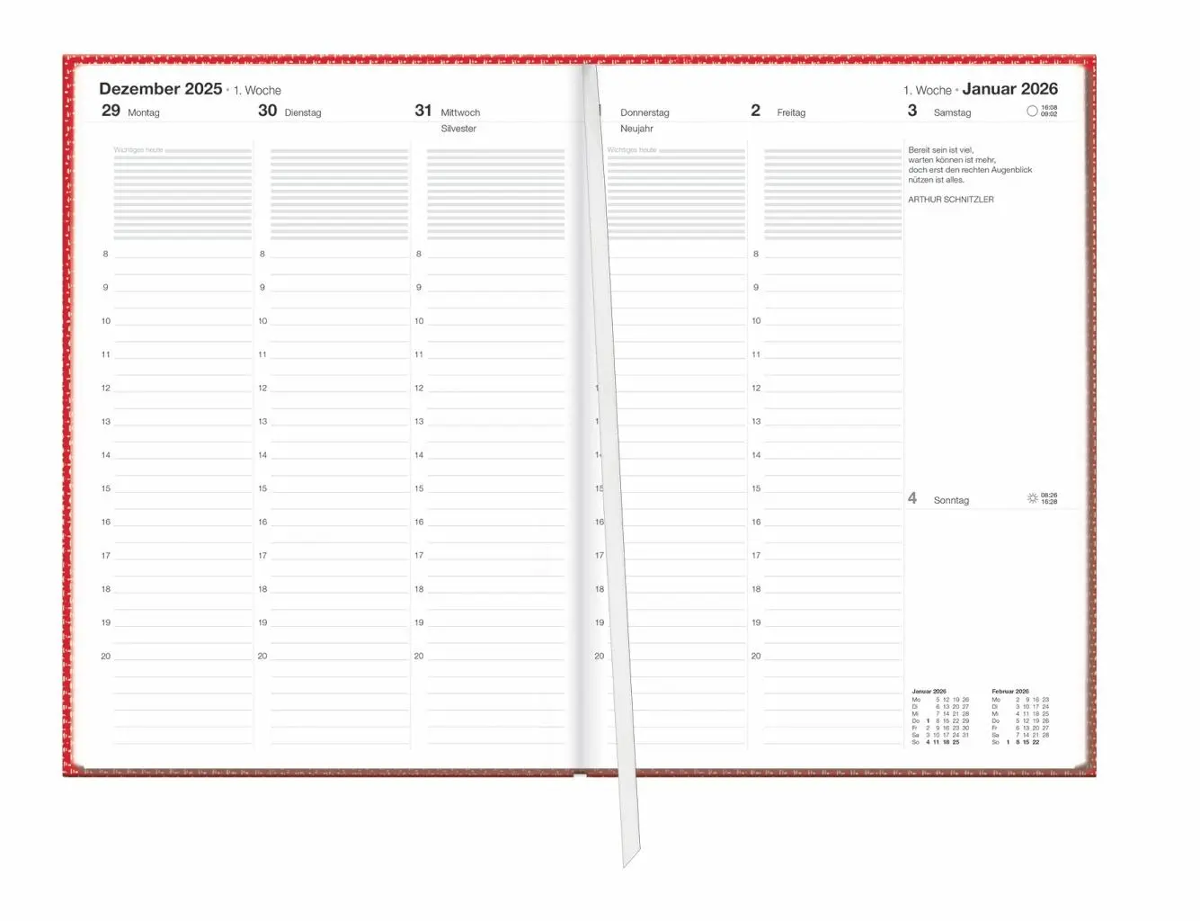 Bild: 9783756409648 | Terminer A5, Struktur rot 2026 | Heye | Buch | Bürokalender Heye