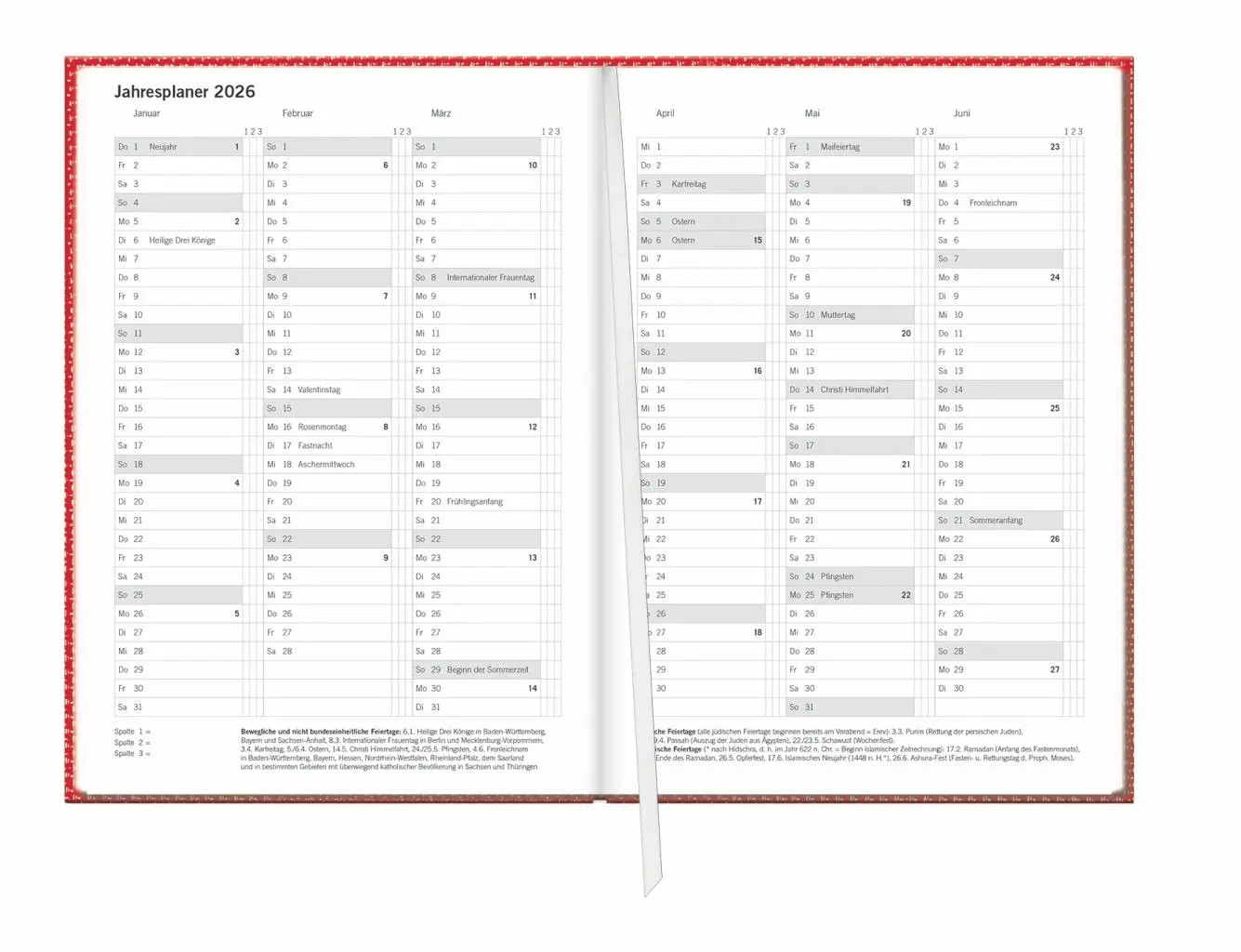 Bild: 9783756409648 | Terminer A5, Struktur rot 2026 | Heye | Buch | Bürokalender Heye