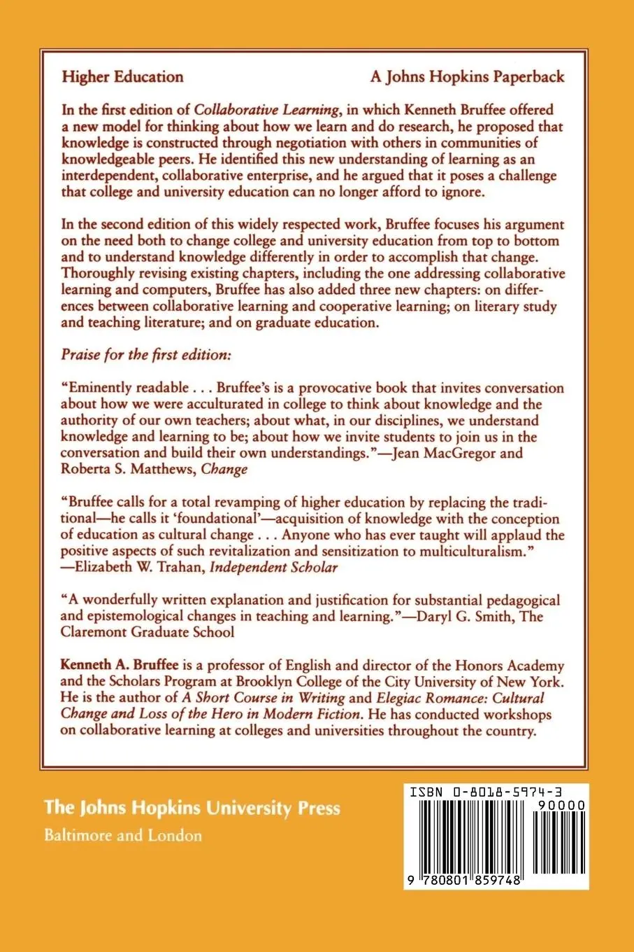 Rückseite: 9780801859748 | Collaborative Learning | Kenneth A. Bruffee | Taschenbuch | Englisch