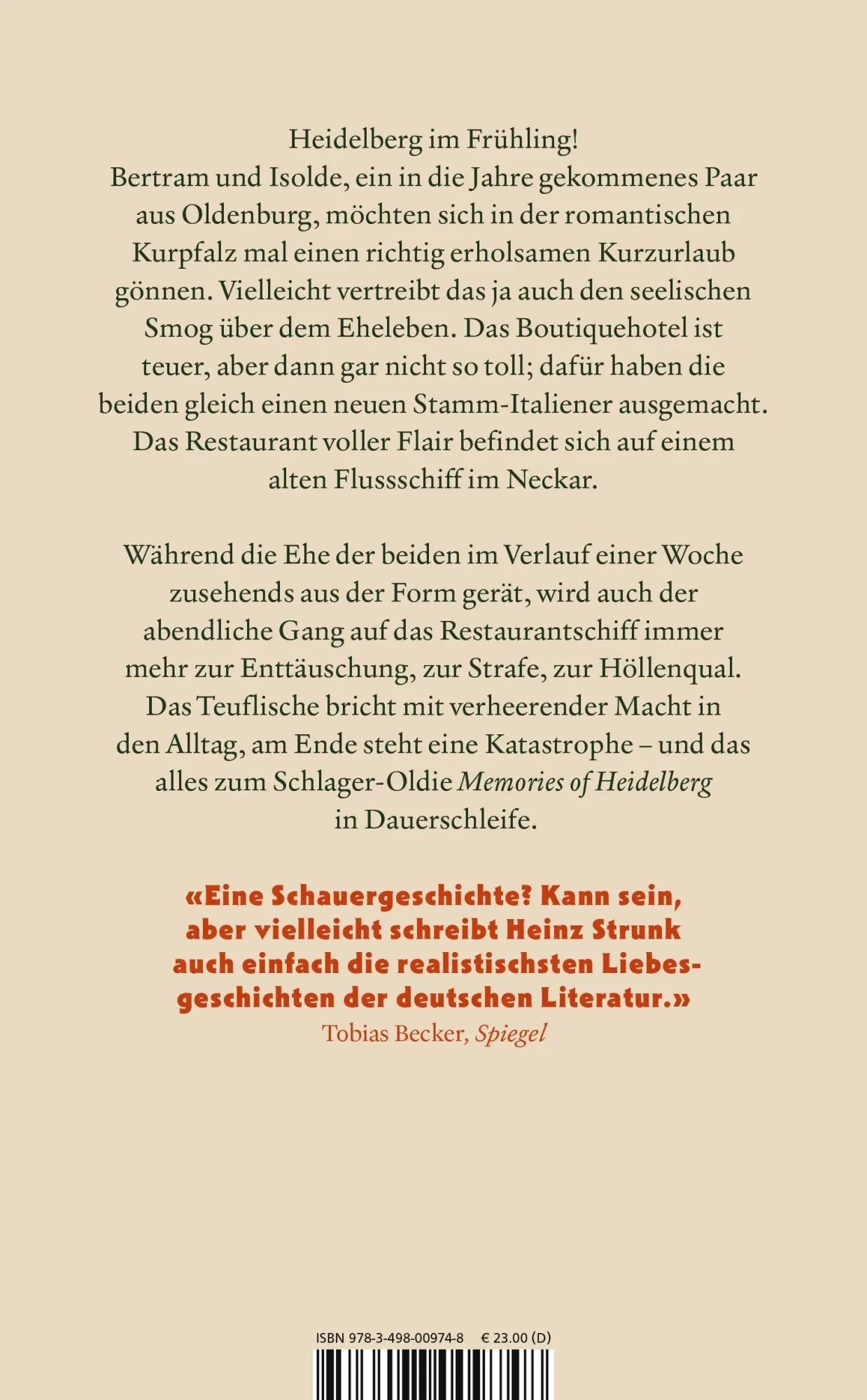 Rückseite: 9783498009748 | Memories of Heidelberg | Heinz Strunk | Buch | 176 S. | Deutsch | 2026