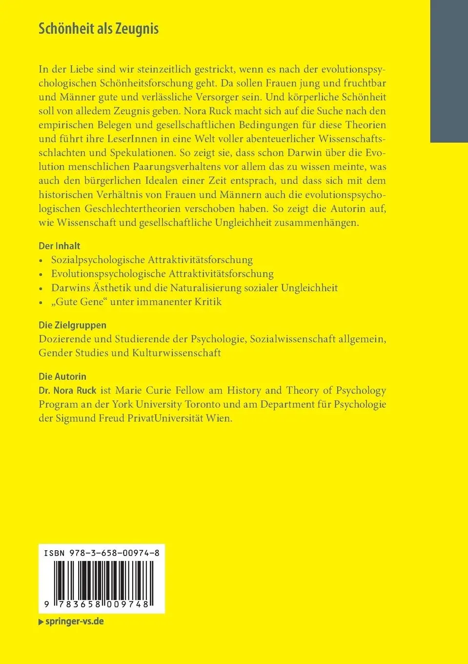 Rückseite: 9783658009748 | Schönheit als Zeugnis | Nora Ruck | Taschenbuch | x | Deutsch | 2013