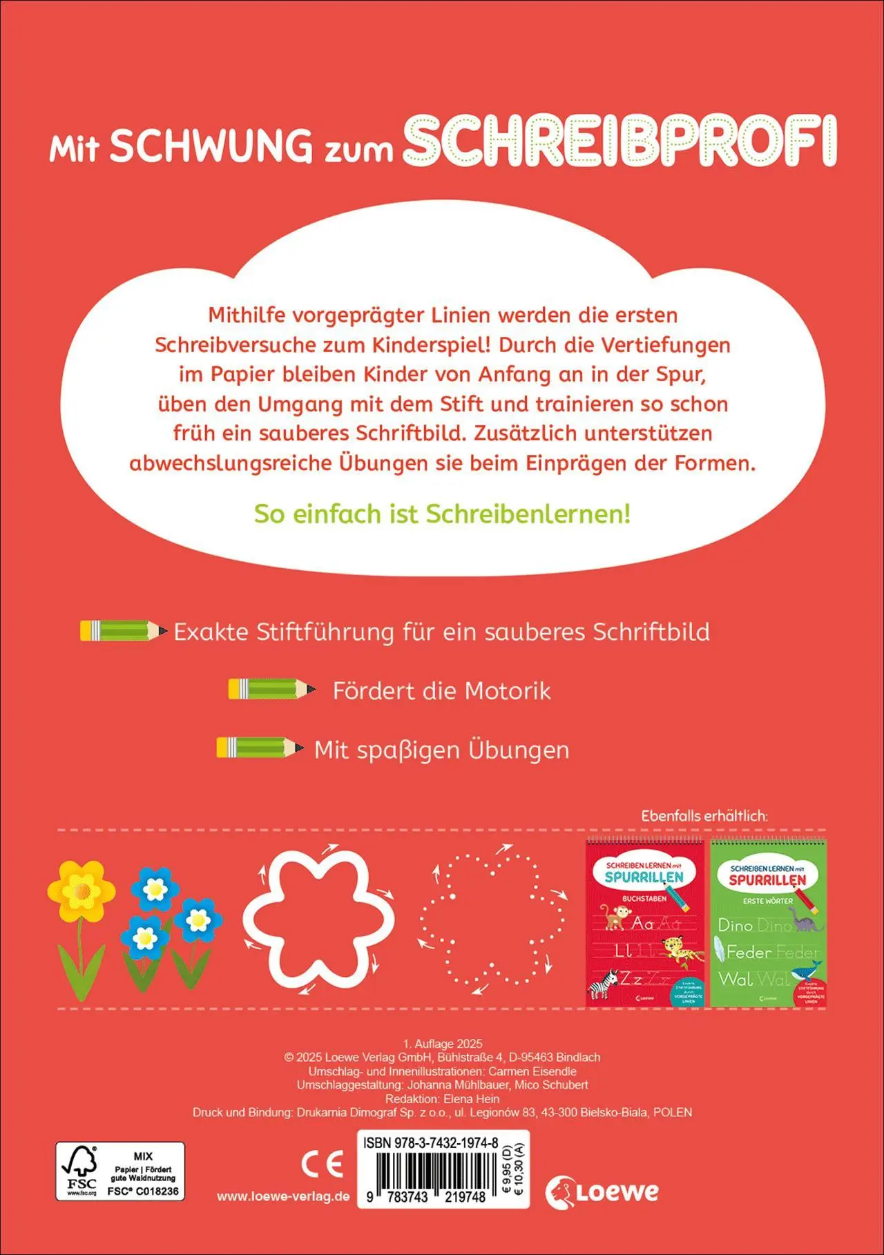Rückseite: 9783743219748 | Schreiben lernen mit Spurrillen - Schreibvorübungen | Carmen Eisendle