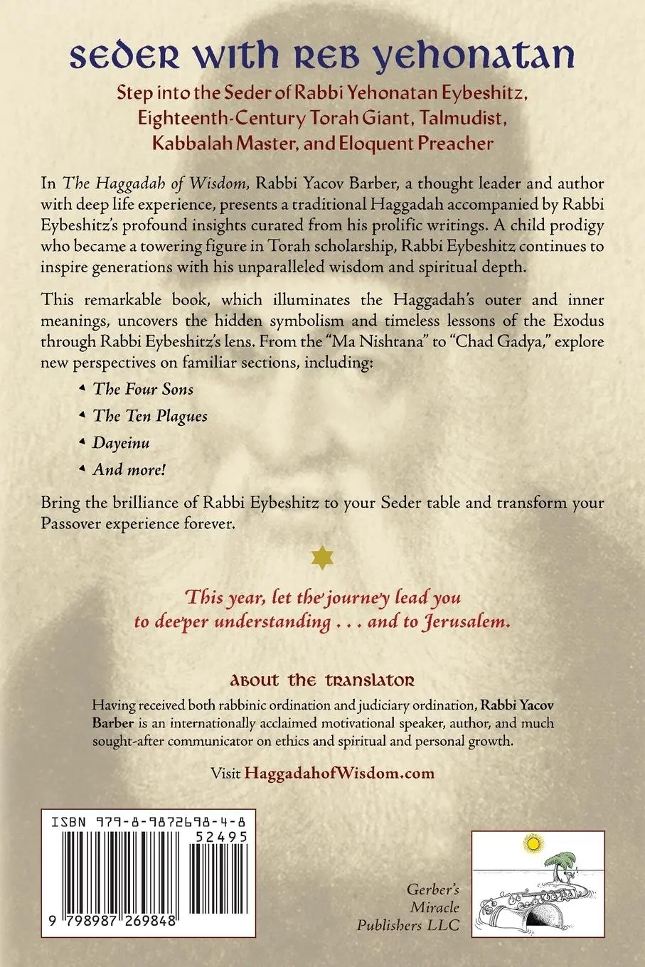 Rückseite: 9798987269848 | Haggadah of Wisdom | by Rabbi Yehonatan Eybeshitz | Taschenbuch | 2025
