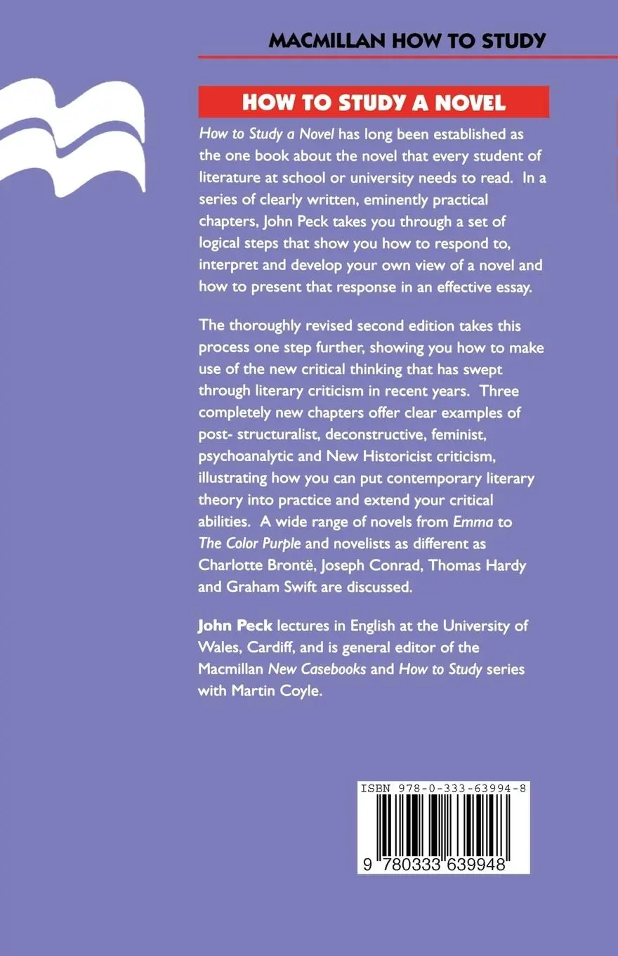 Rückseite: 9780333639948 | How to Study a Novel | John Peck | Taschenbuch | Englisch | 1995