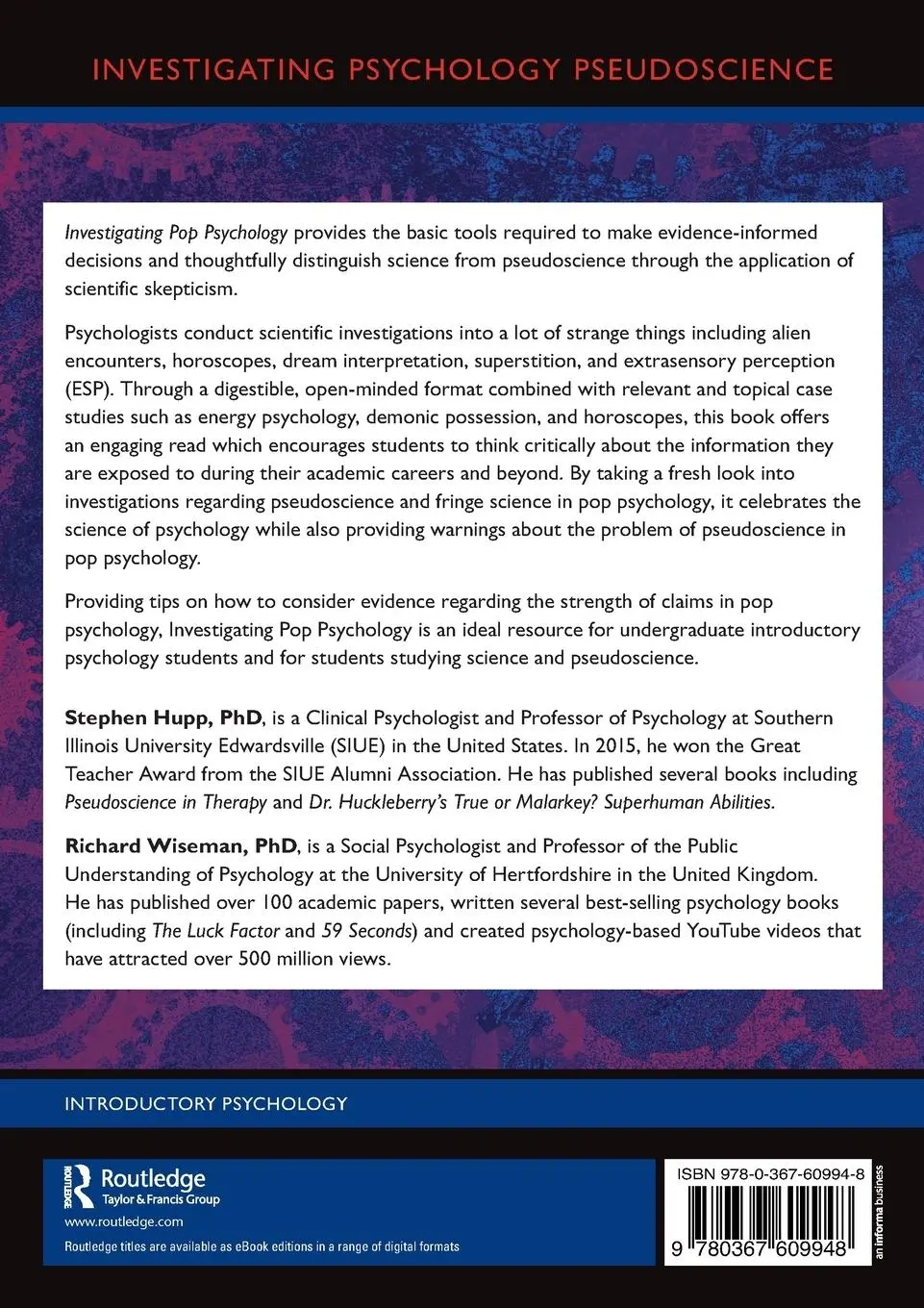 Rückseite: 9780367609948 | Investigating Pop Psychology | Stephen Hupp (u. a.) | Taschenbuch