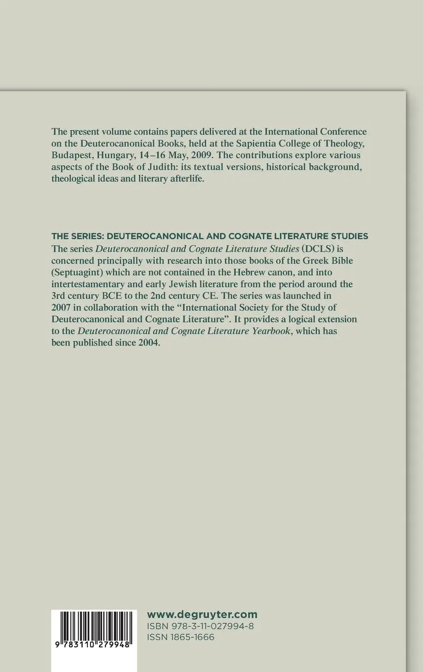 Rückseite: 9783110279948 | A Pious Seductress | Studies in the Book of Judith | Géza G. Xeravits