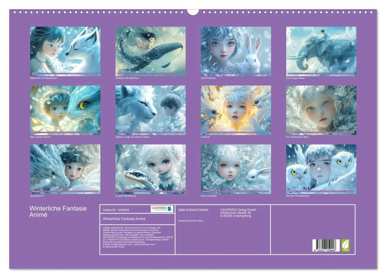 Bild: 9783457259948 | Winterliche Fantasie Animé (Wandkalender 2026 DIN A2 quer),...