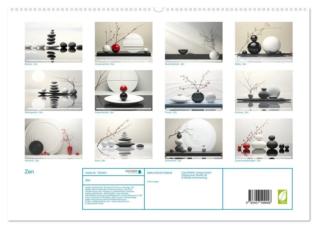Bild: 9783457499948 | Zen (hochwertiger Premium Wandkalender 2026 DIN A2 quer),...