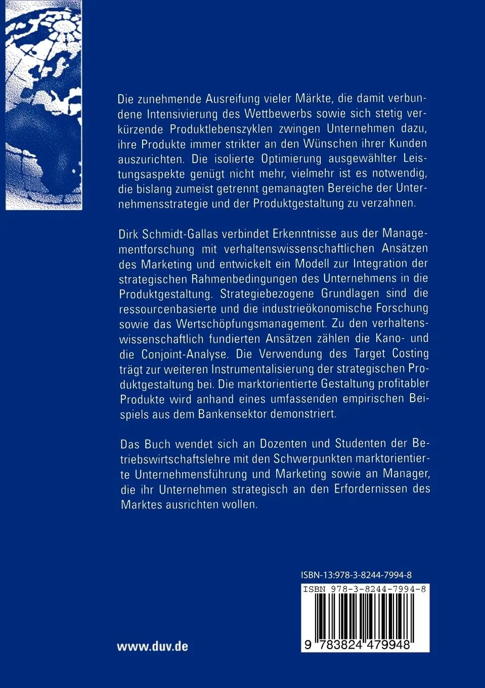 Rückseite: 9783824479948 | Strategische Produktgestaltung | Dirk Schmidt-Gallas | Taschenbuch