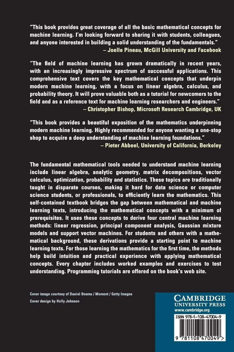 Rückseite: 9781108470049 | Mathematics for Machine Learning | Marc Peter Deisenroth (u. a.)