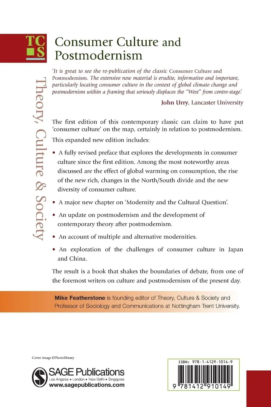 Rückseite: 9781412910149 | Consumer Culture and Postmodernism | Mike Featherstone | Taschenbuch