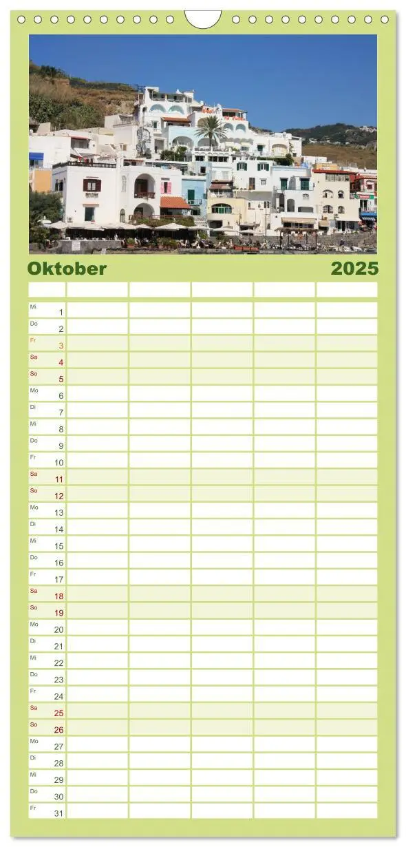 Bild: 9783457120149 | Familienplaner 2025 - Ischia mit 5 Spalten (Wandkalender, 21 x 45...