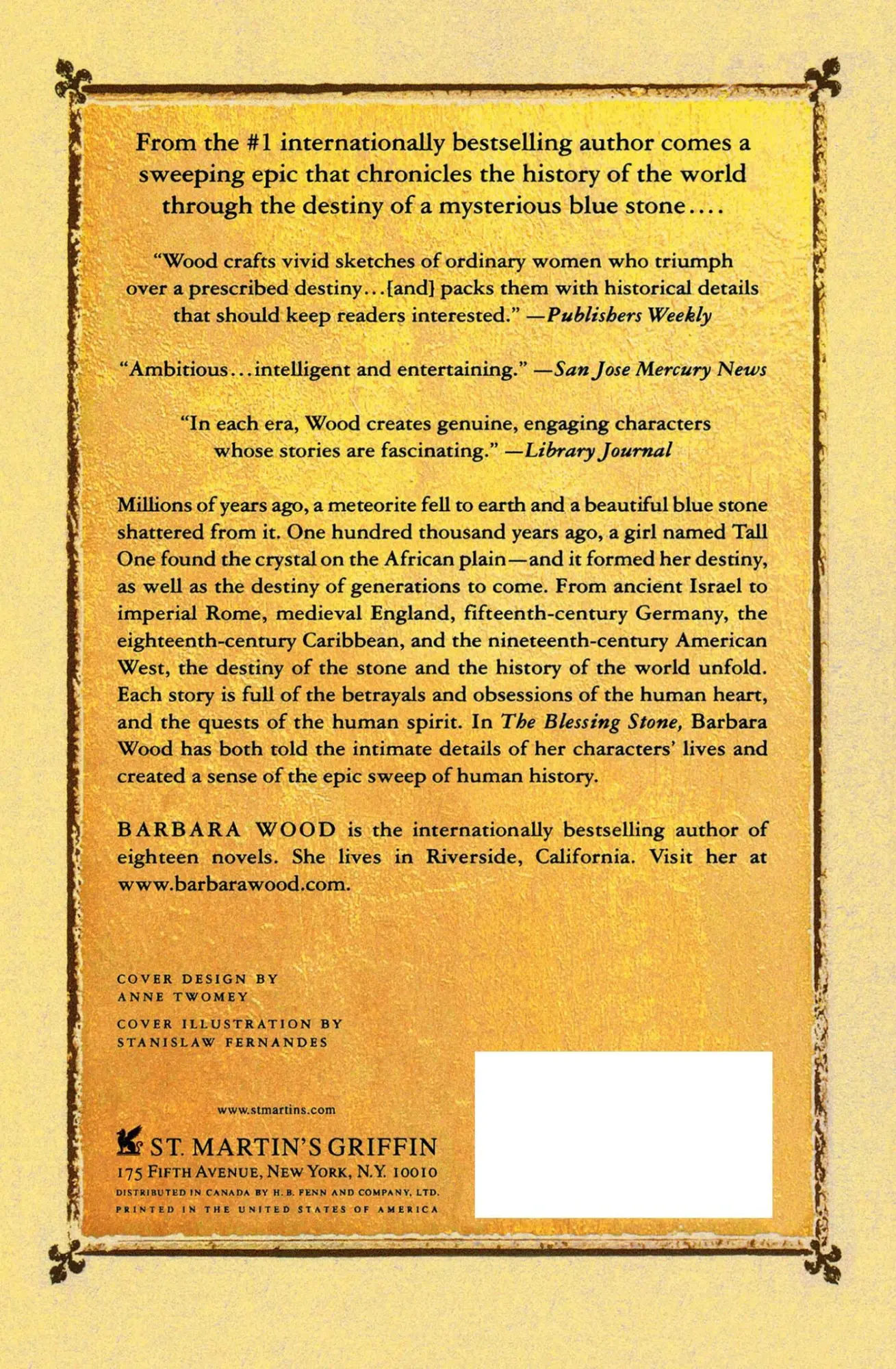 Rückseite: 9780312320249 | The Blessing Stone | Barbara Wood | Taschenbuch | 450 S. | Englisch