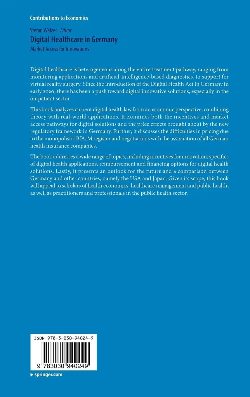 Rückseite: 9783030940249 | Digital Healthcare in Germany | Market Access for Innovations | Walzer