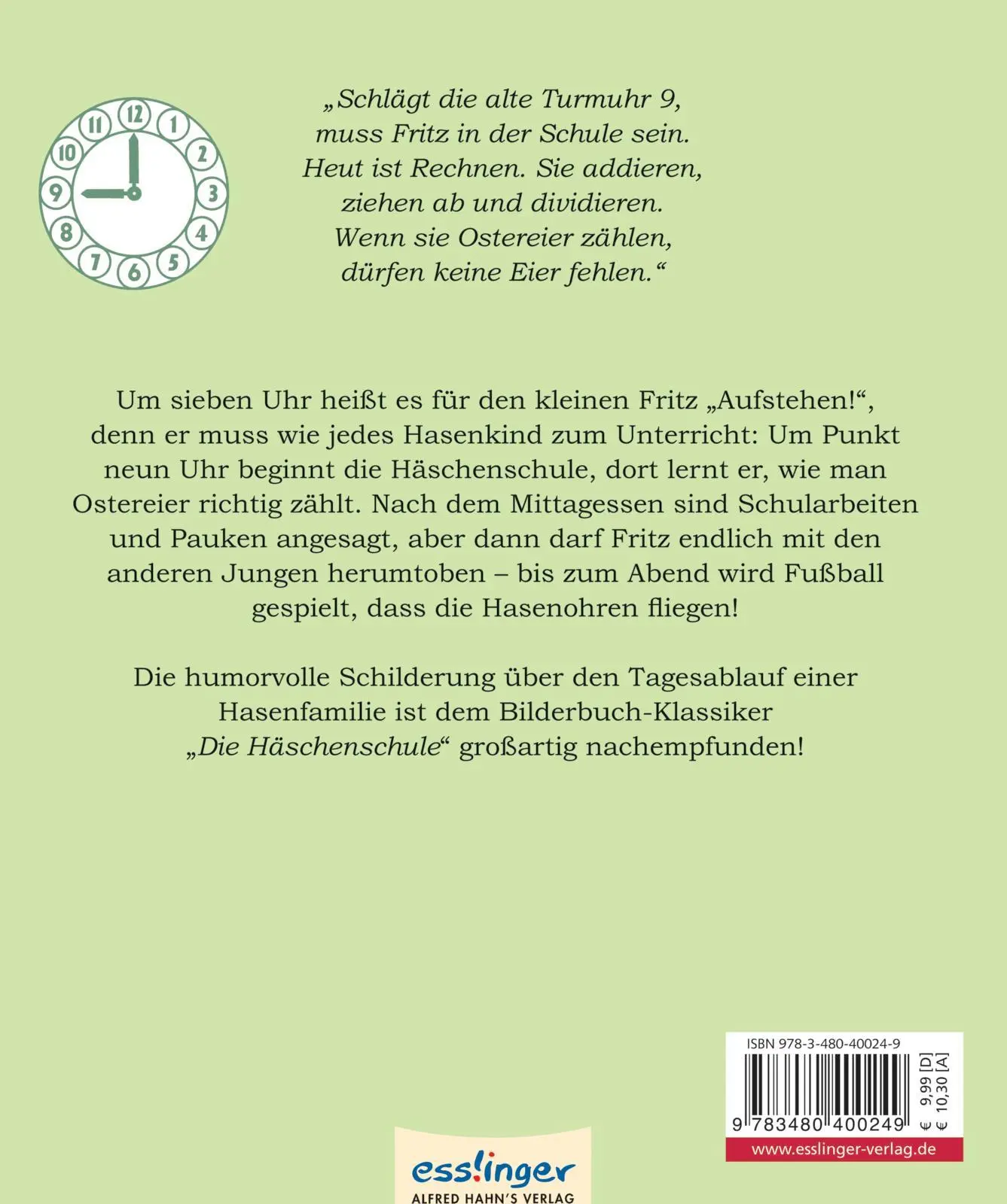 Rückseite: 9783480400249 | Ein Tag in der Häschenschule | Anne Mühlhaus (u. a.) | Buch | 40 S.