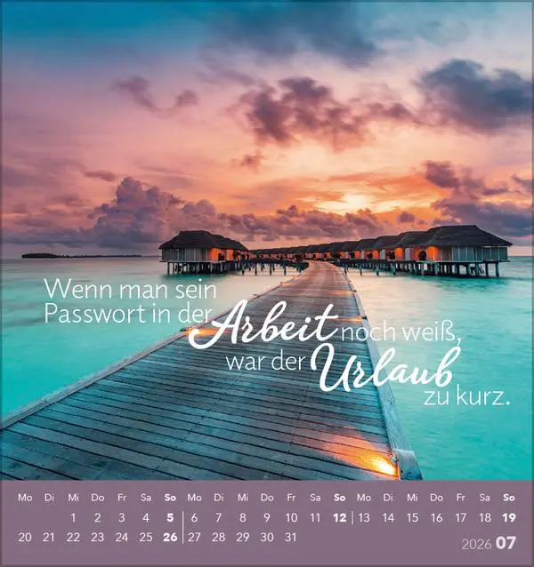 Bild: 9783731890249 | Urlaubsreif 2026 | aufstellbarer Postkartenkalender | Verlag Korsch