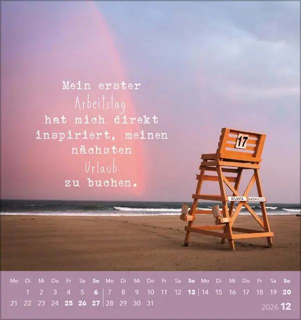 Bild: 9783731890249 | Urlaubsreif 2026 | aufstellbarer Postkartenkalender | Verlag Korsch
