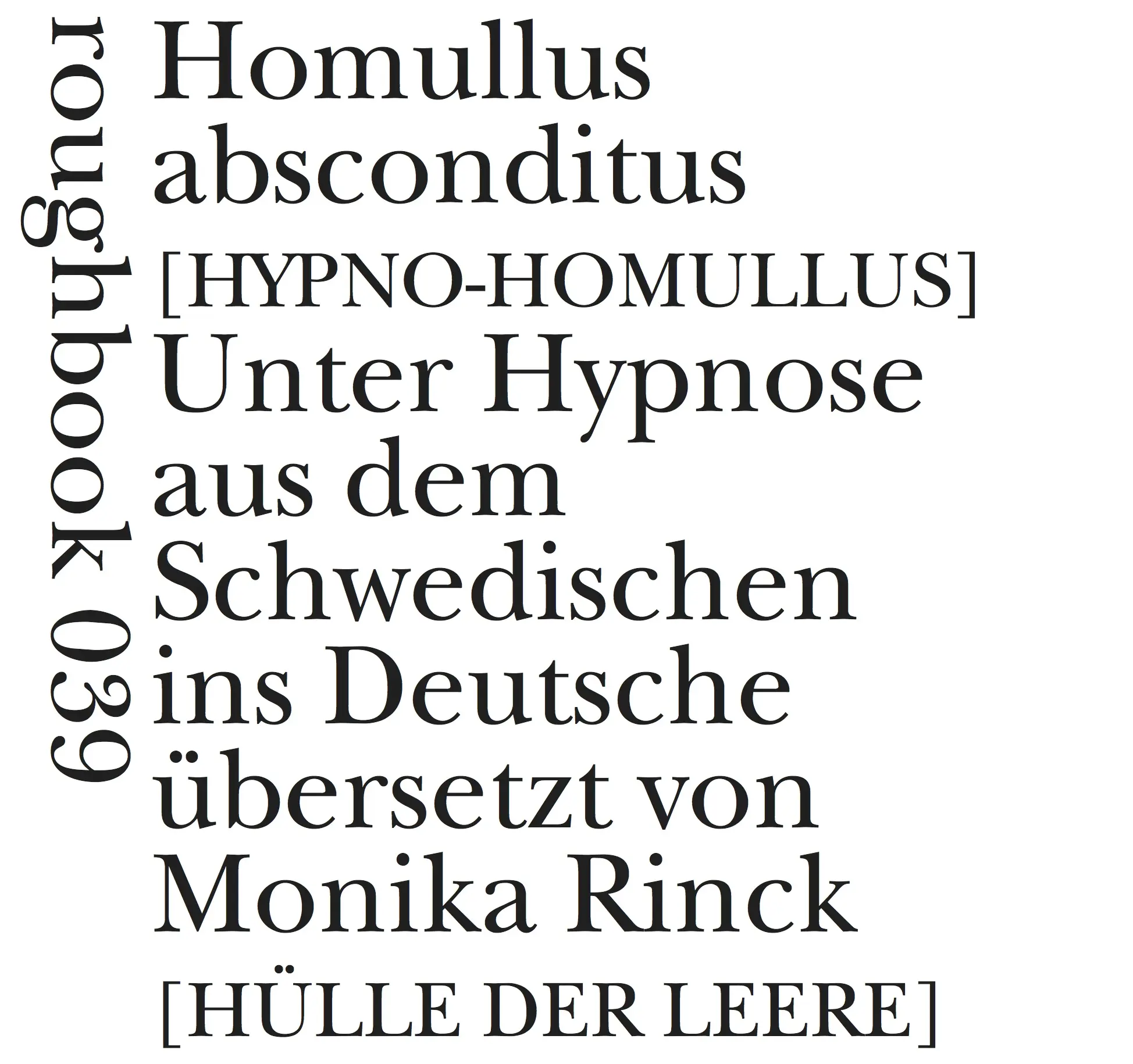 Cover: 9783906050249 | Homullus absconditus (Hypno-Homullus) | Magnus William-Olsson | 2016