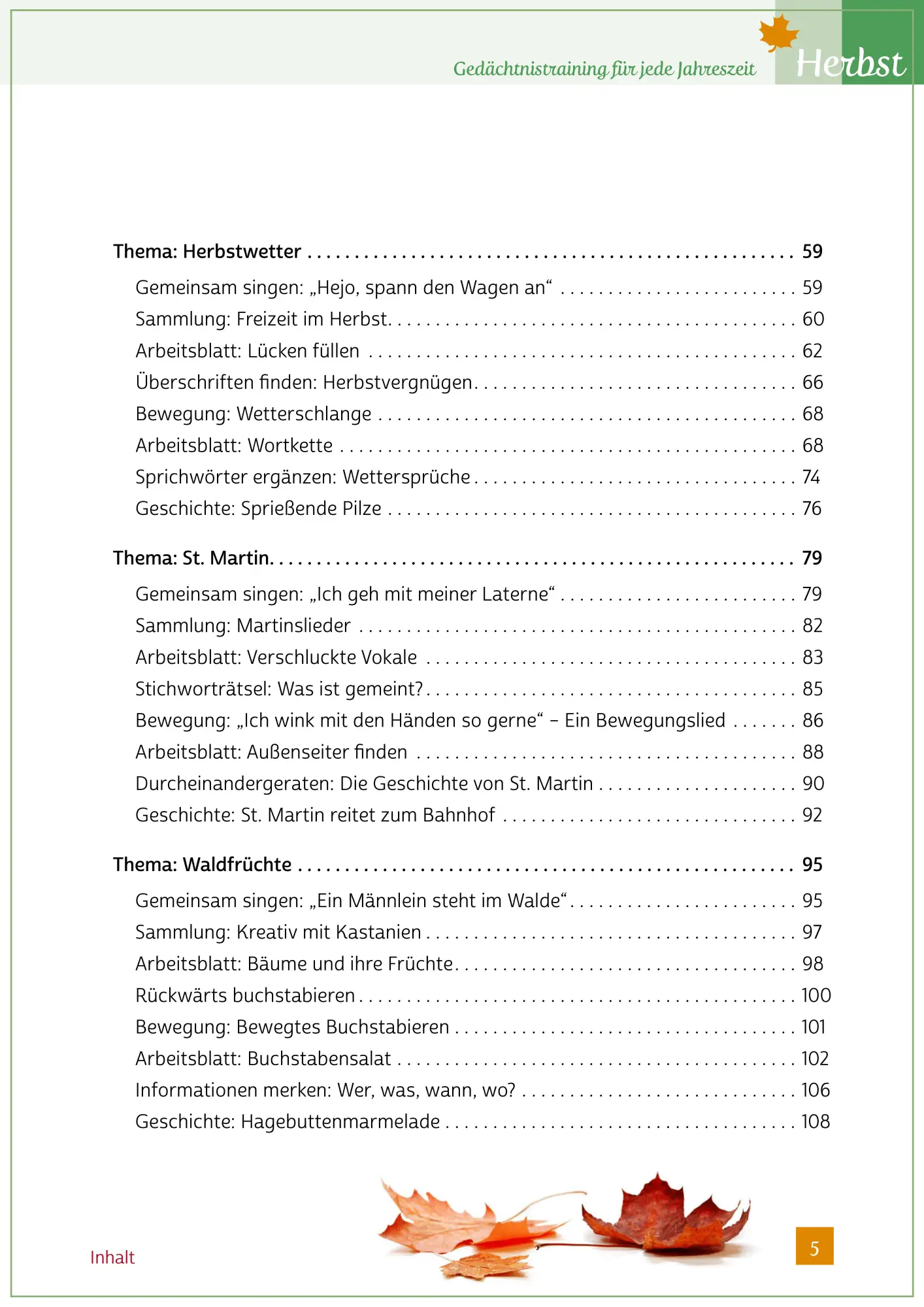 Bild: 9783944360249 | Gedächtnistraining für jede Jahreszeit - Herbst | Natali Mallek | Buch