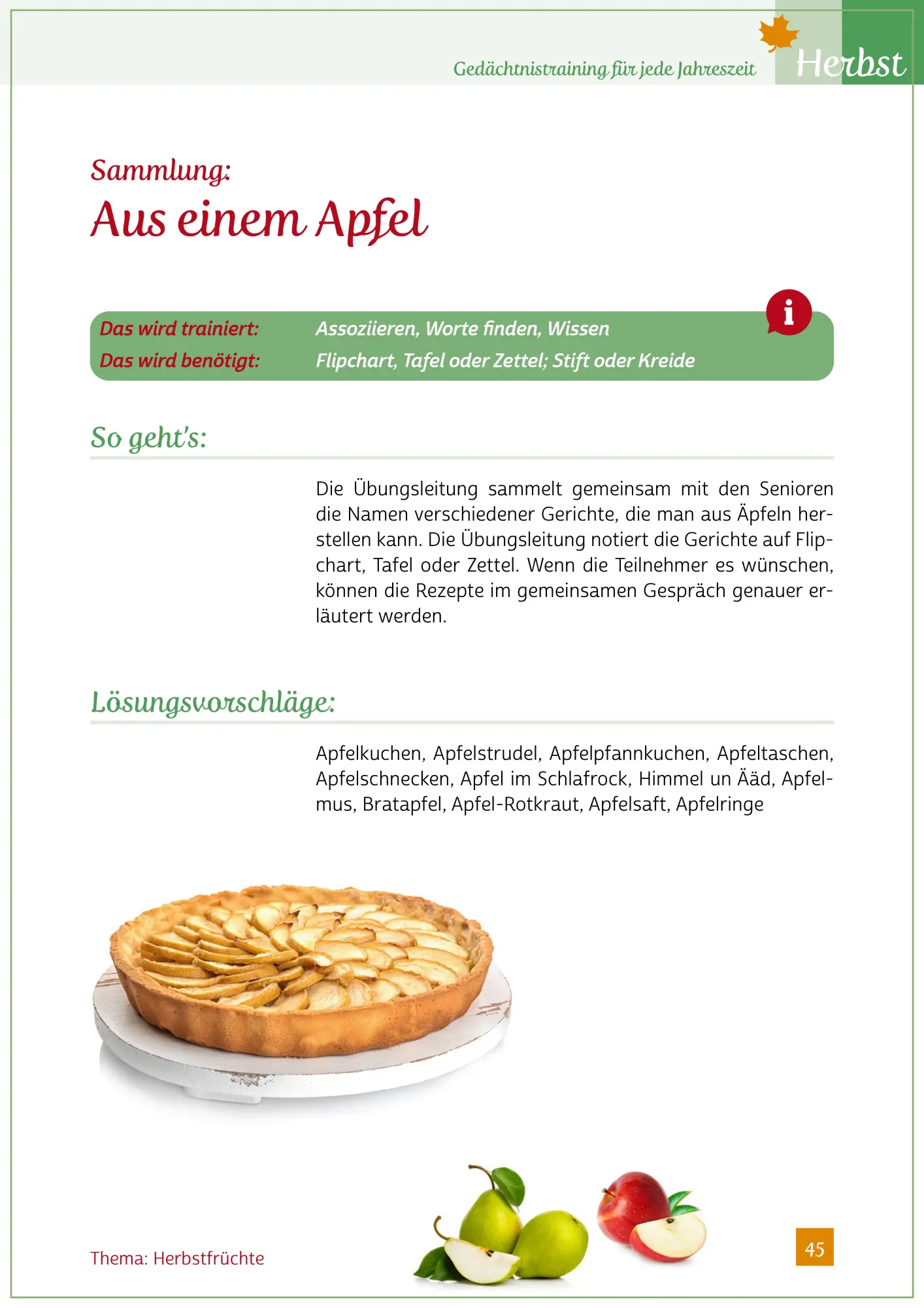 Bild: 9783944360249 | Gedächtnistraining für jede Jahreszeit - Herbst | Natali Mallek | Buch