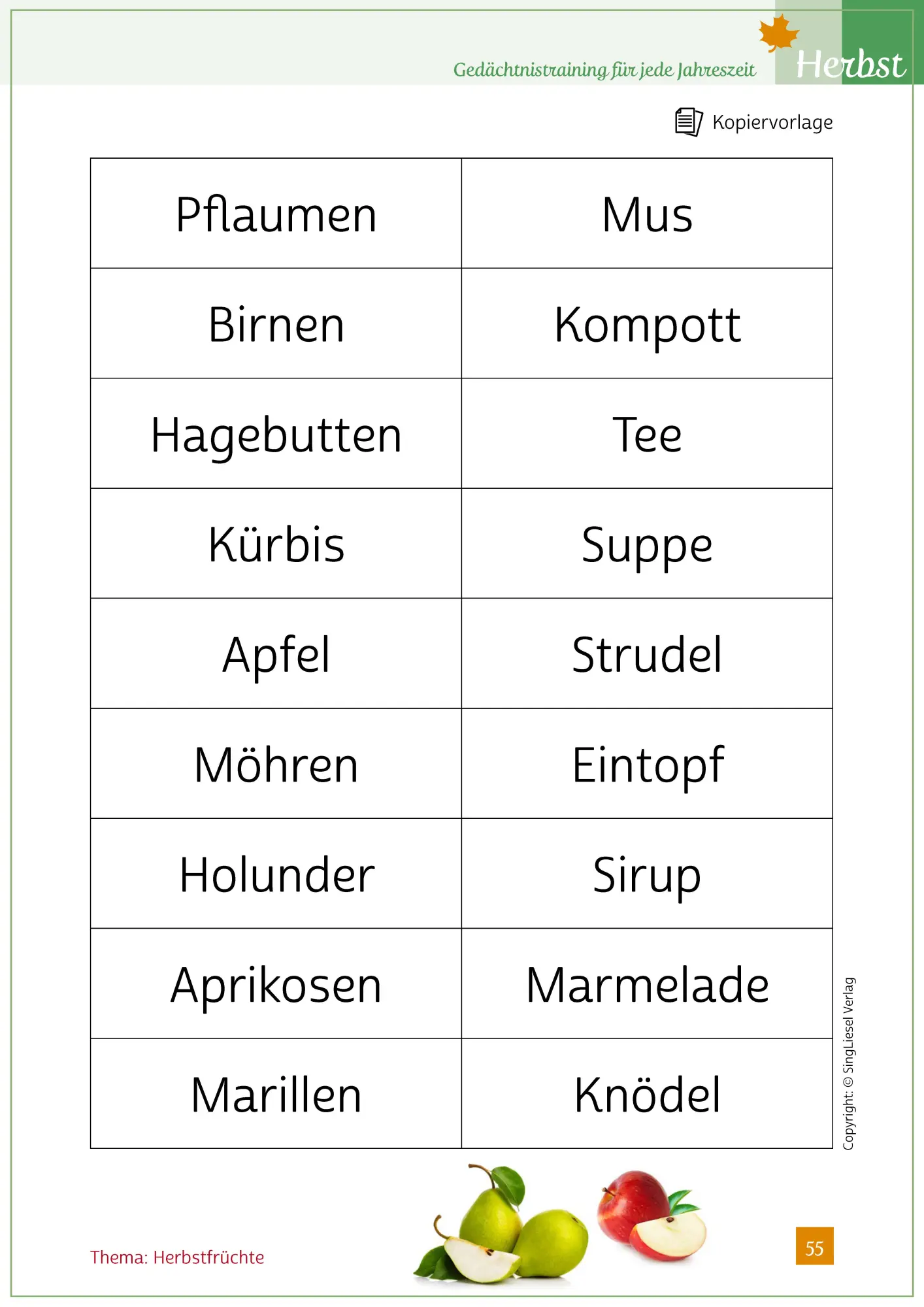 Bild: 9783944360249 | Gedächtnistraining für jede Jahreszeit - Herbst | Natali Mallek | Buch