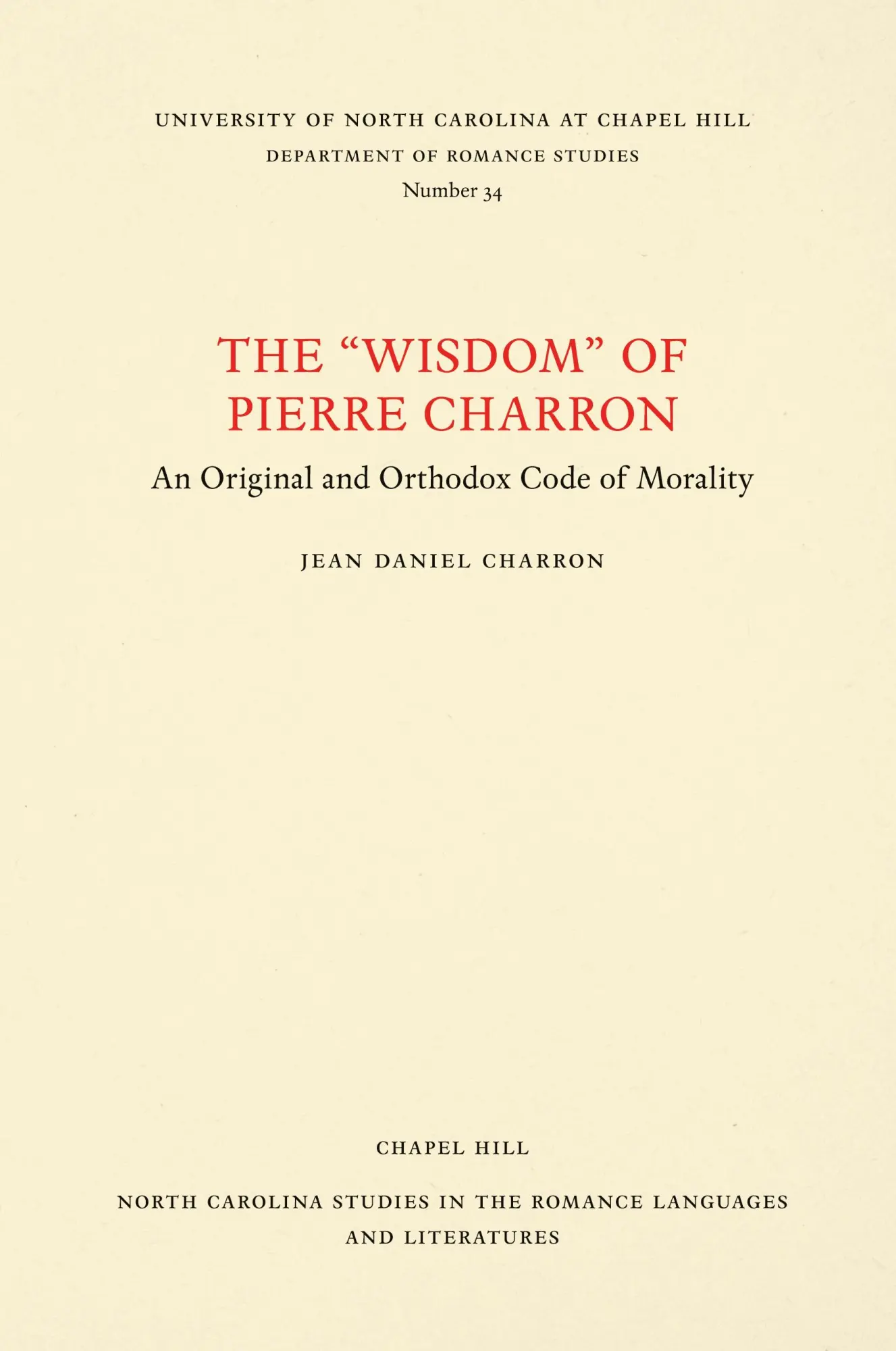 Cover: 9780807890349 | The "Wisdom" of Pierre Charron | Jean Daniel Charron | Taschenbuch