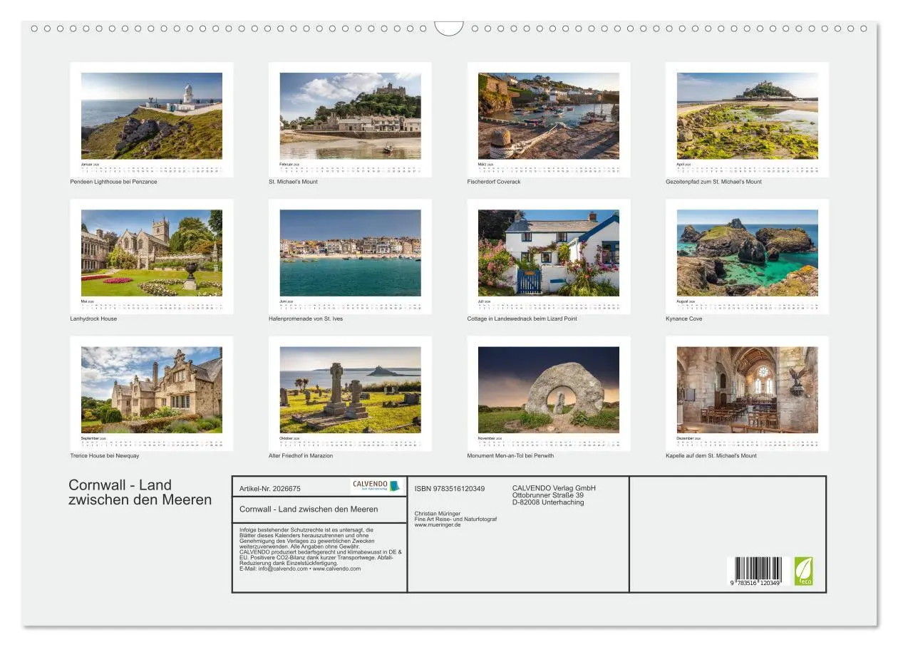 Bild: 9783516120349 | Cornwall - Land zwischen den Meeren (Wandkalender 2026 DIN A2...
