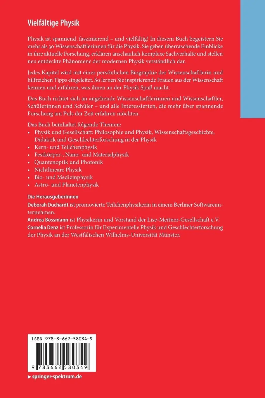 Rückseite: 9783662580349 | Vielfältige Physik | Deborah Duchardt (u. a.) | Taschenbuch | xiii