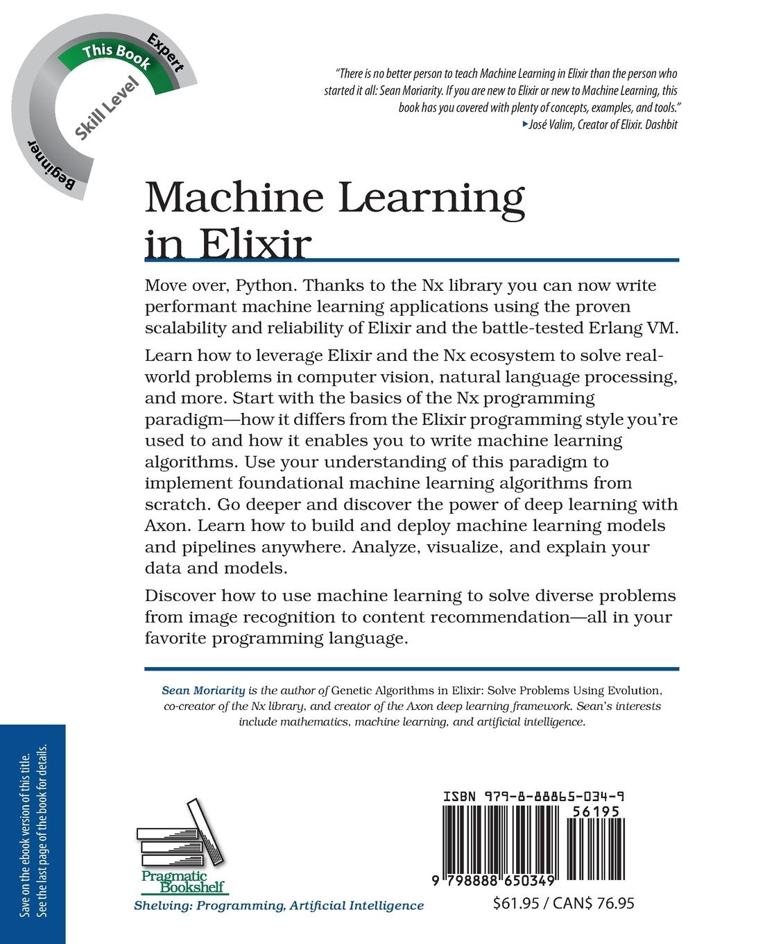Rückseite: 9798888650349 | Machine Learning in Elixir | Learning to Learn with Nx and Axon | Buch