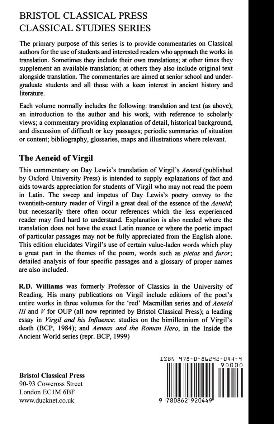 Rückseite: 9780862920449 | The Aeneid of Virgil | R. D. Williams | Taschenbuch | Englisch | 2013