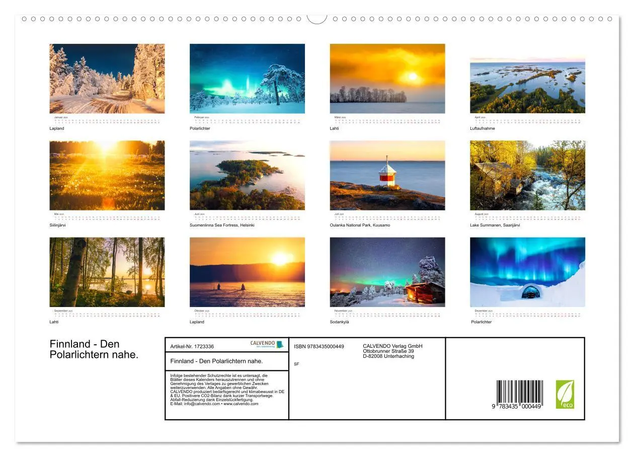 Bild: 9783435000449 | Finnland - Den Polarlichtern nahe. (Wandkalender 2025 DIN A2 quer),...