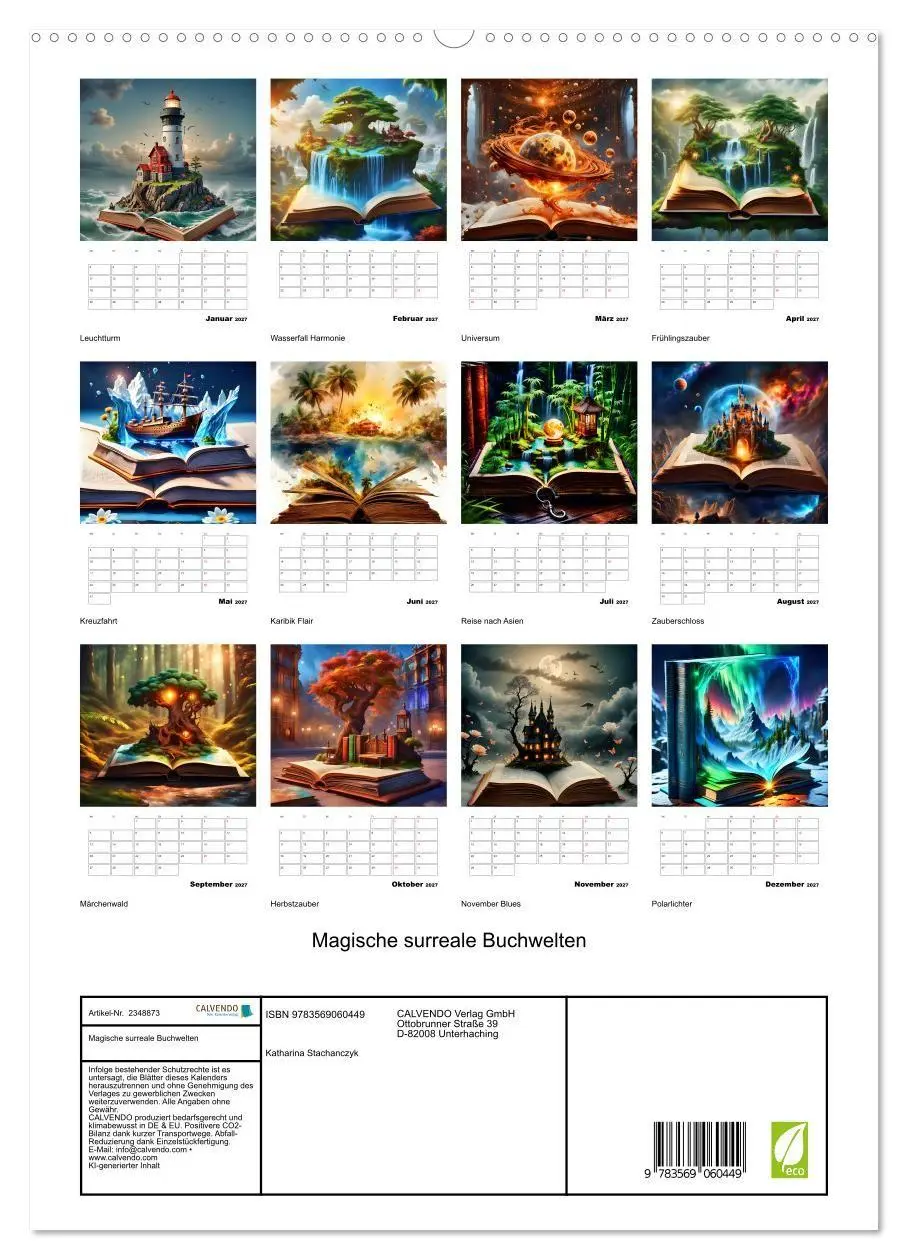 Bild: 9783569060449 | Magische surreale Buchwelten (hochwertiger Premium Wandkalender...