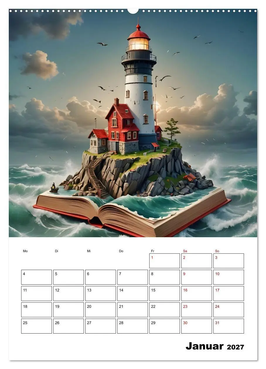 Bild: 9783569060449 | Magische surreale Buchwelten (hochwertiger Premium Wandkalender...